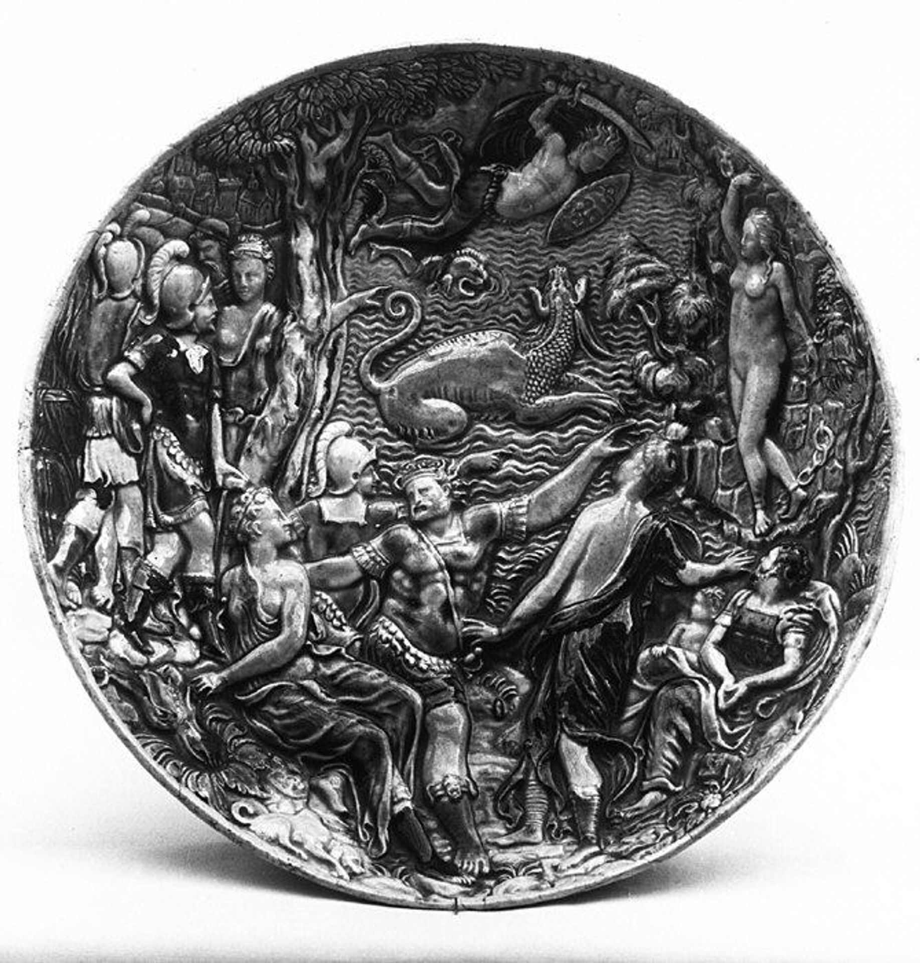 Dish with scene from myth of Perseus and Andromeda by Bernard Palissy