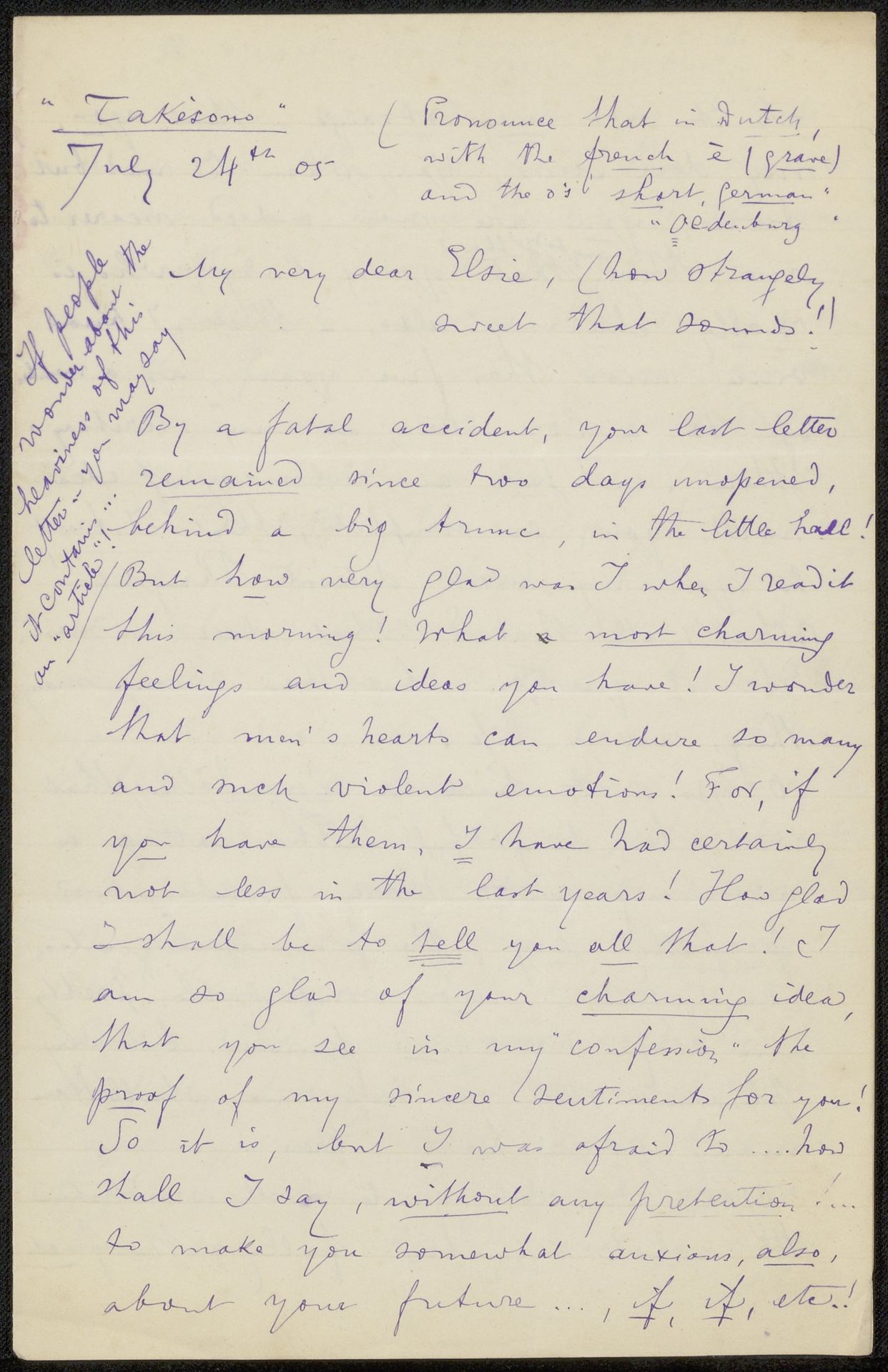 Brief aan Elsie Maud Cownie by Philip Zilcken