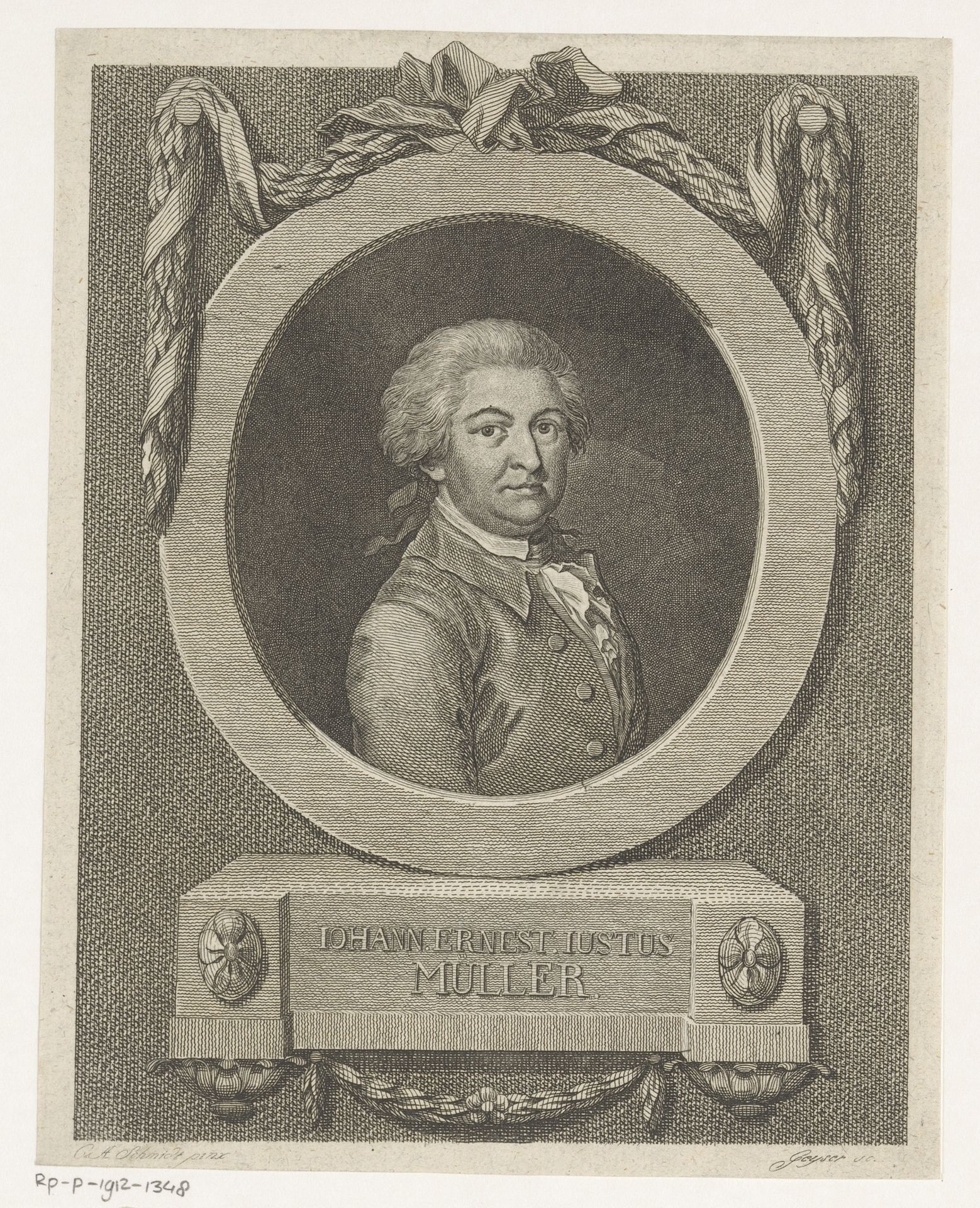 Portret van Johann Ernst Justus Müller by Christian Gottlieb Geyser