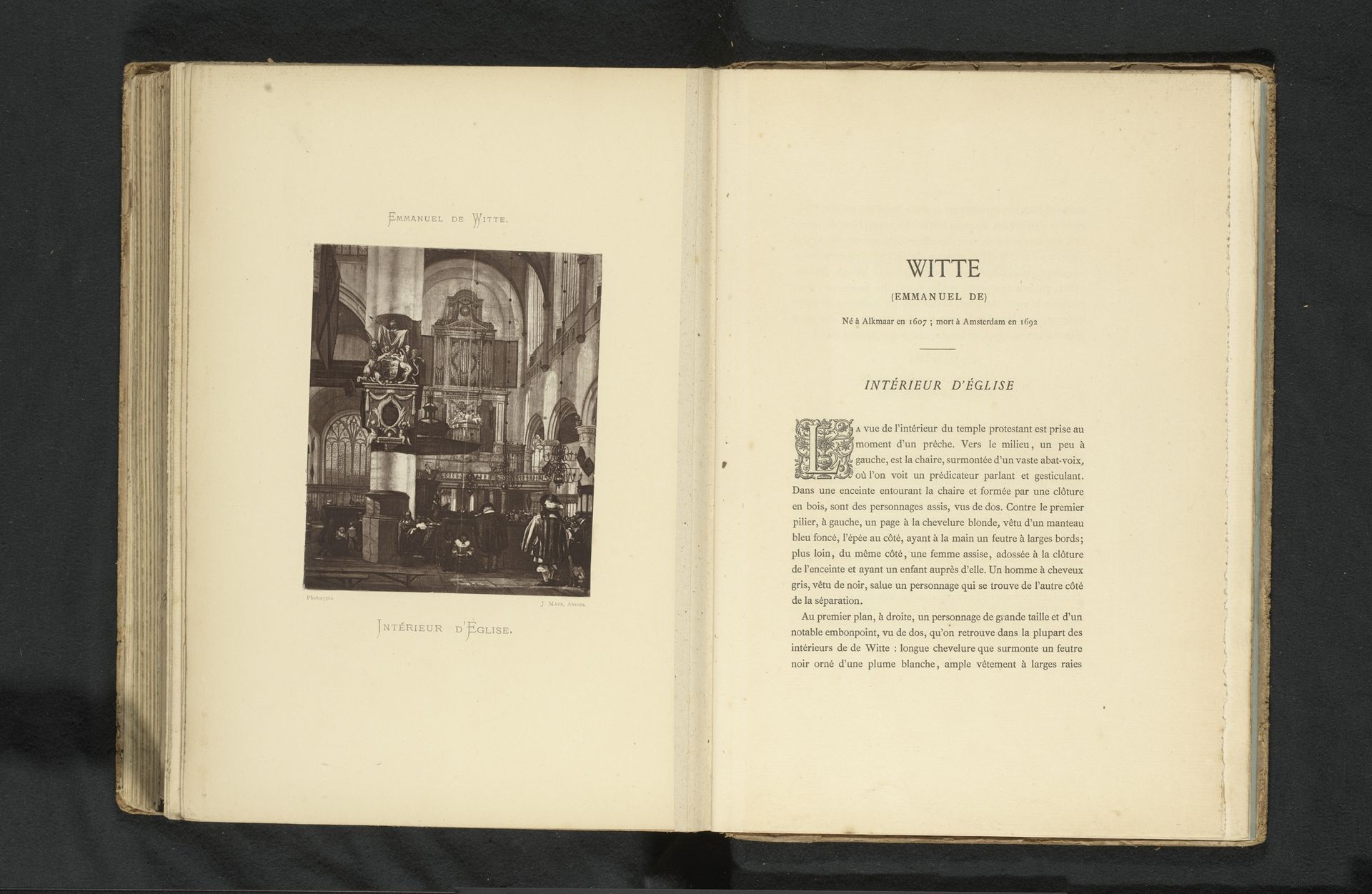 Reproductie van een schilderij van een gezicht op het interieur van een kerk tijdens een dienst door Emanuel de Witte by Joseph Maes