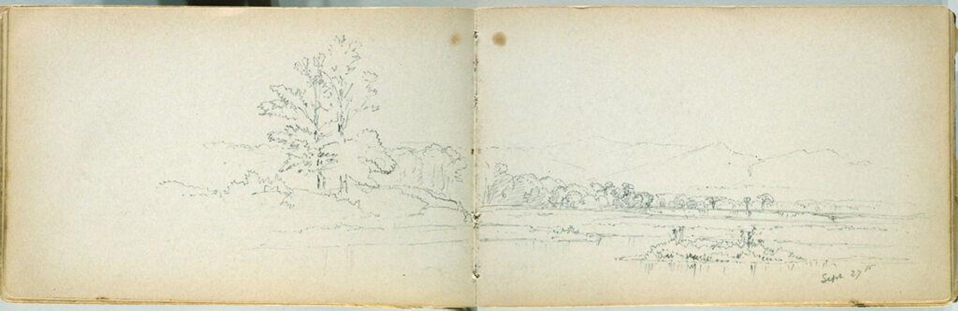 Partial Landscape; verso: blank page by Benjamin Champney