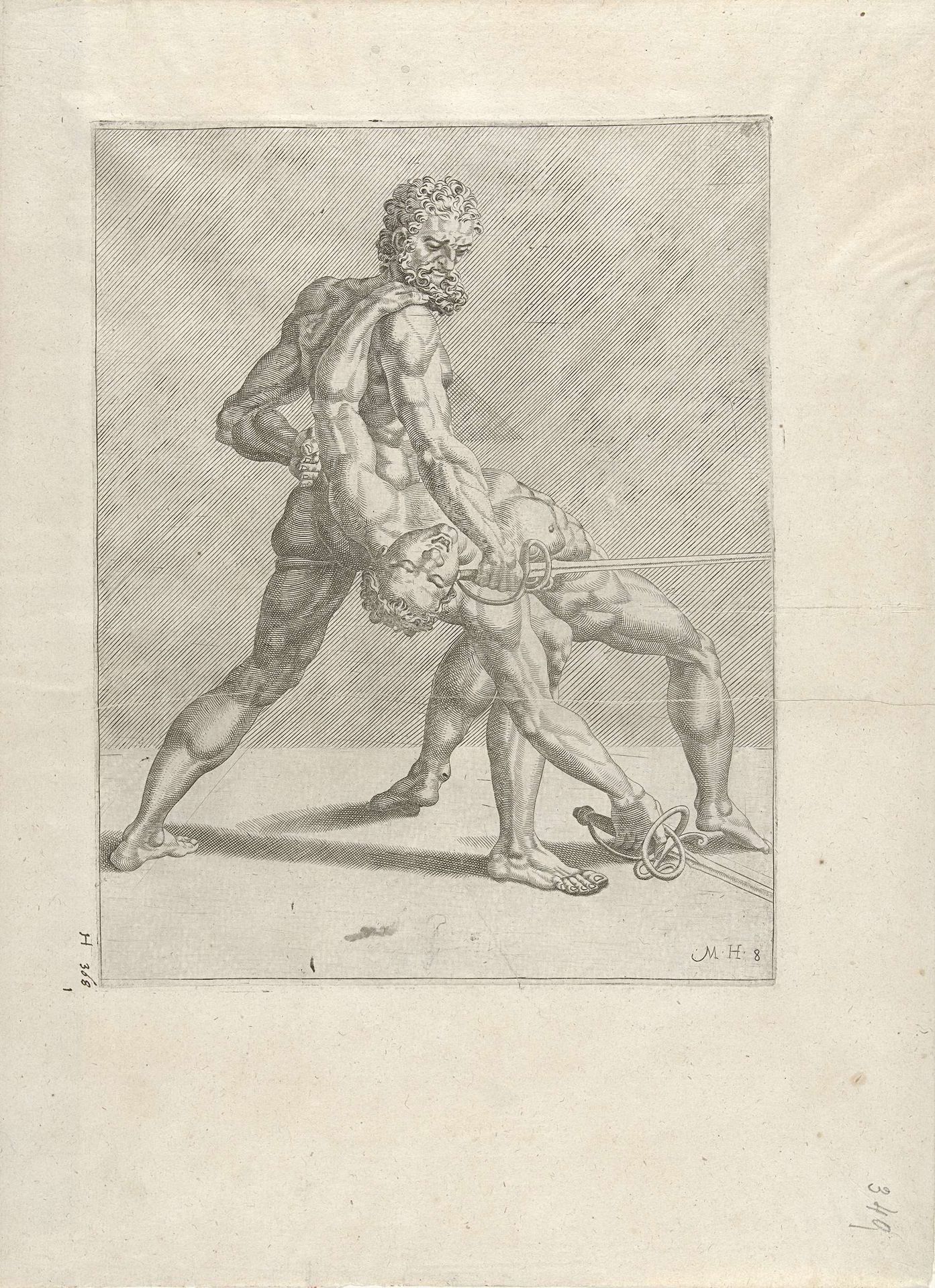 Twee zwaardvechters by Cornelis Bos