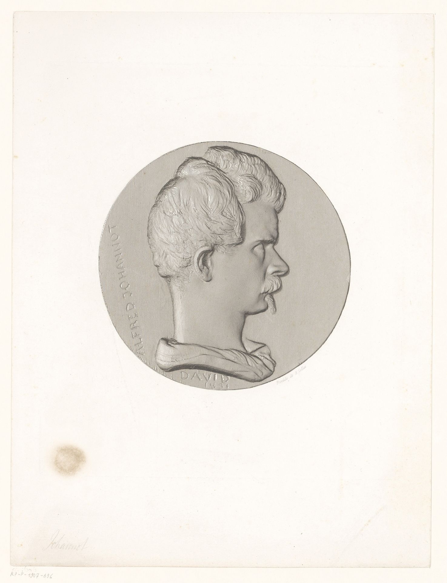 Medaille met portret van Alfred Johannot by Achille Collas