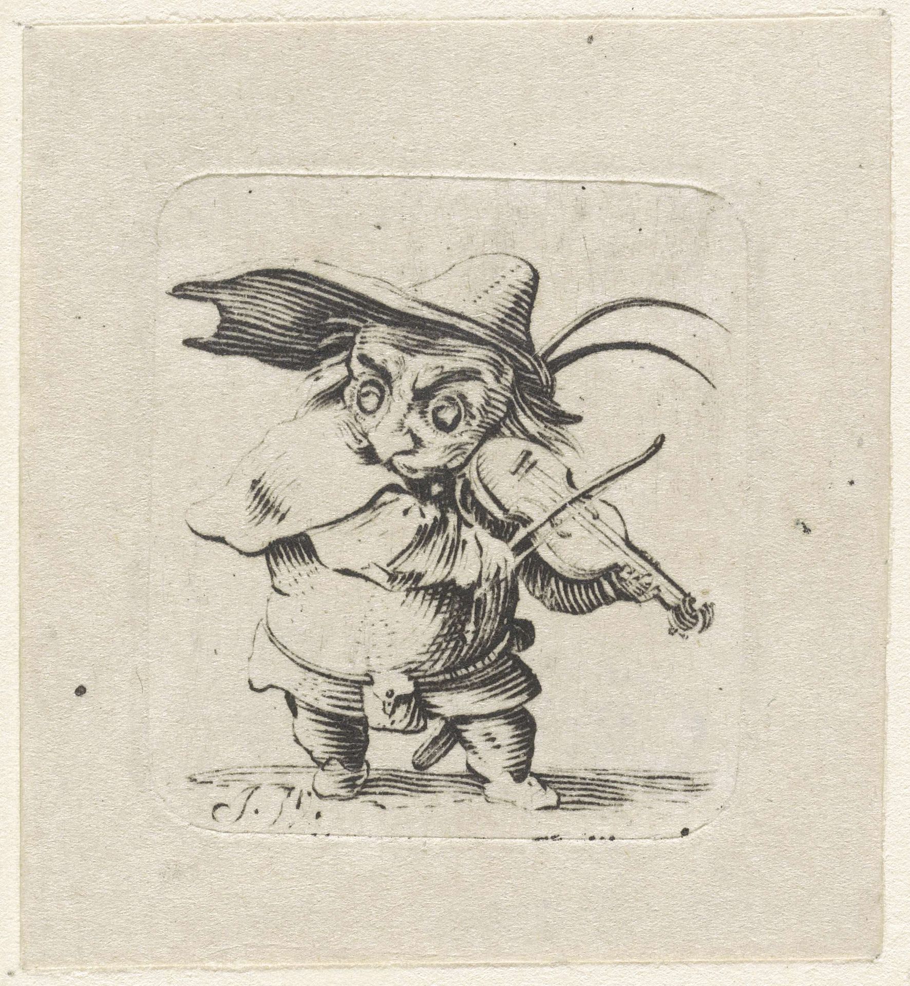 Dwerg met viool en zwaard by Isaac Walraven