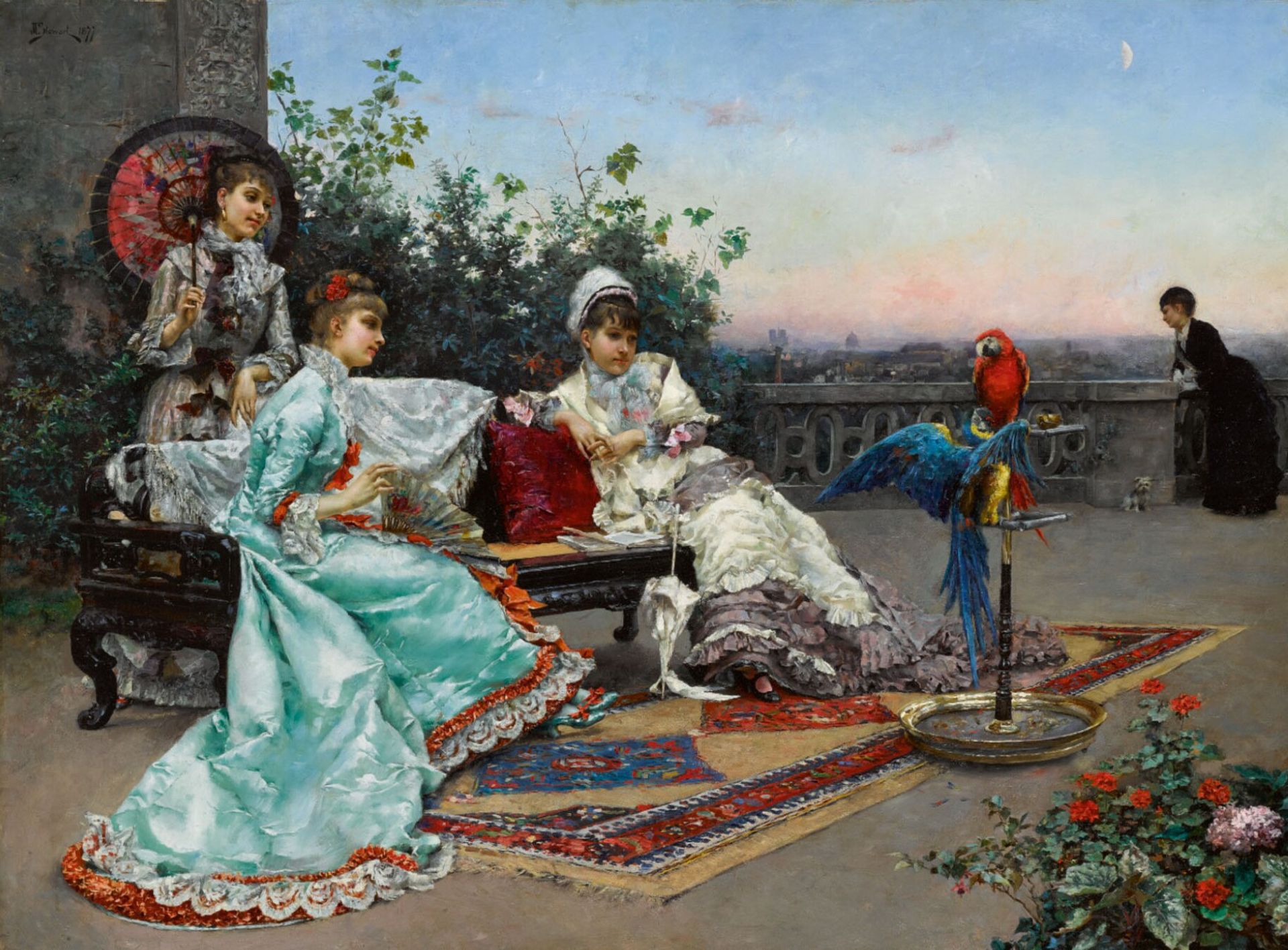 Twilight on the terrace, Paris by Julius Leblanc Stewart