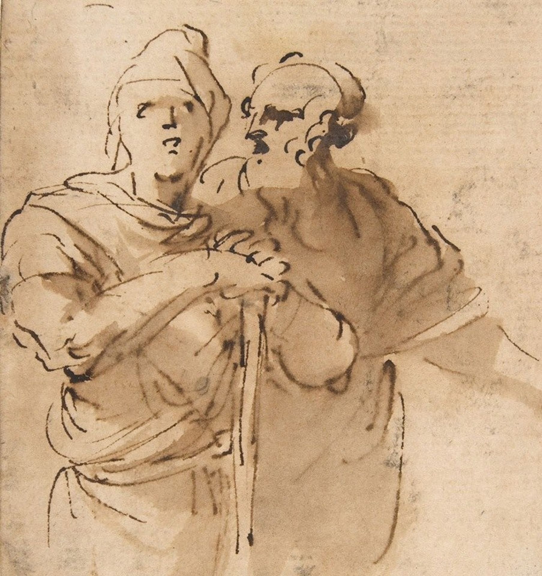 Two Men Seen Three- Quarter Length by Salvator Rosa