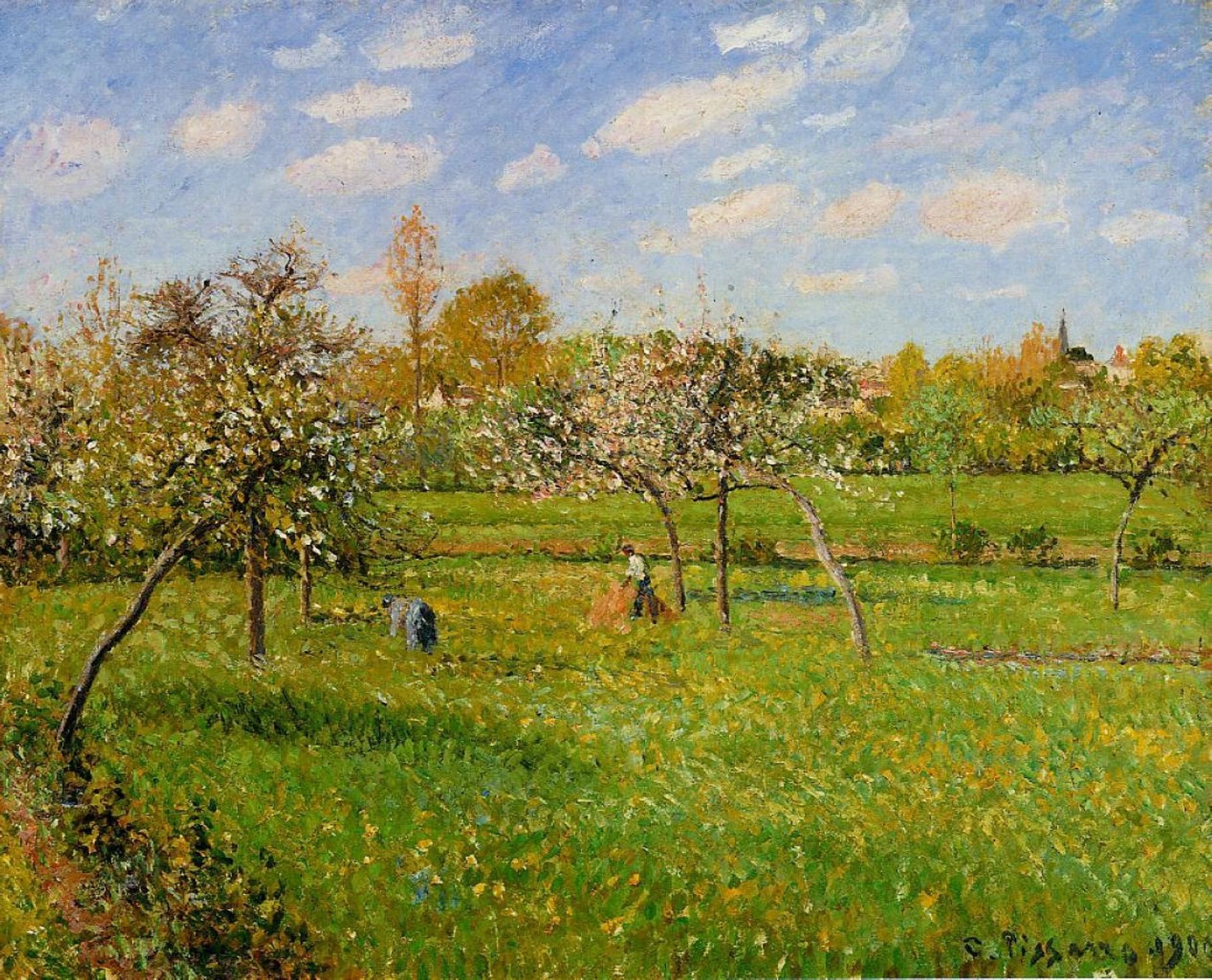 Spring Morning, Cloudy, Eragny by Camille Pissarro