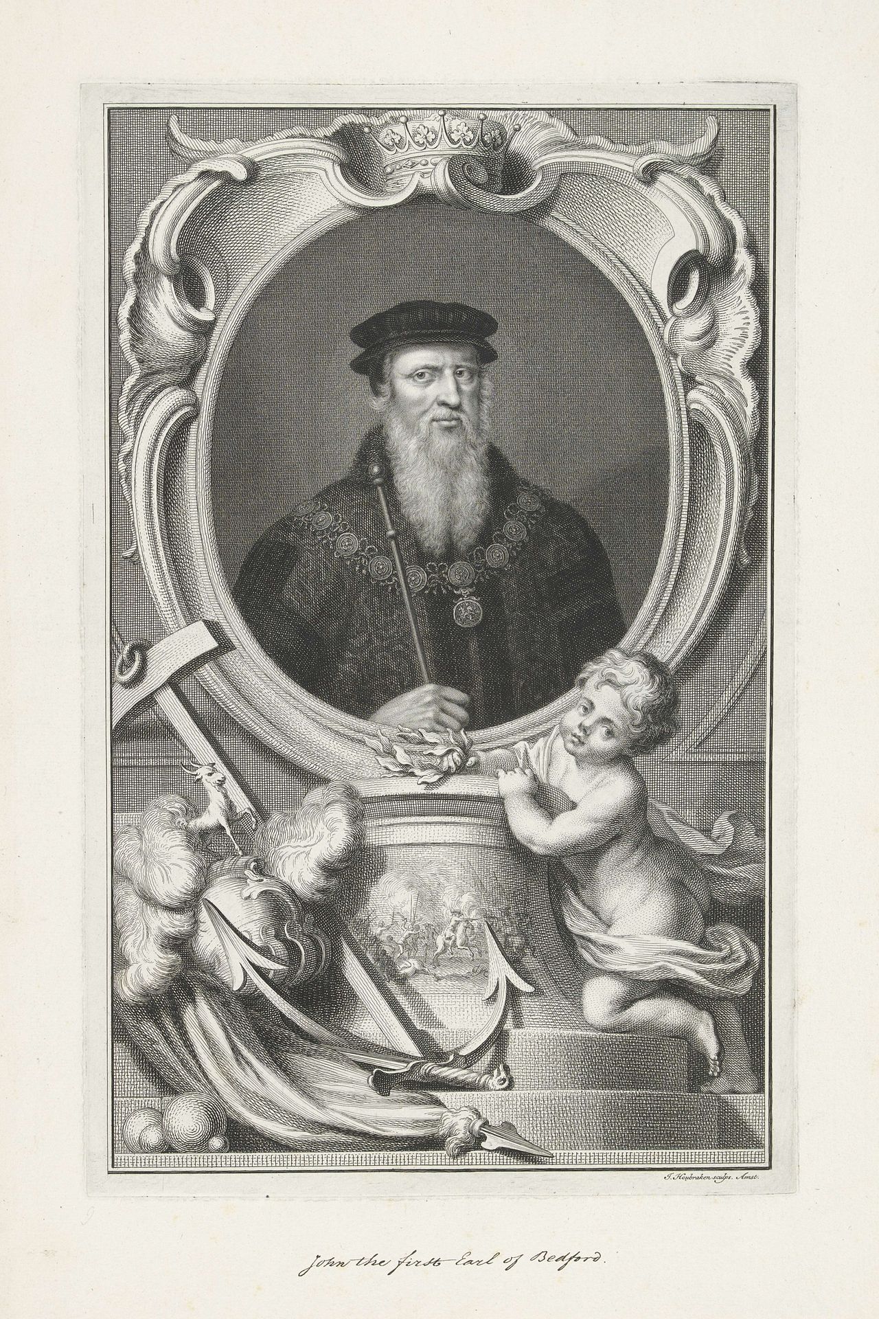 Portret van John Russell, graaf van Bedford by Jacob Houbraken