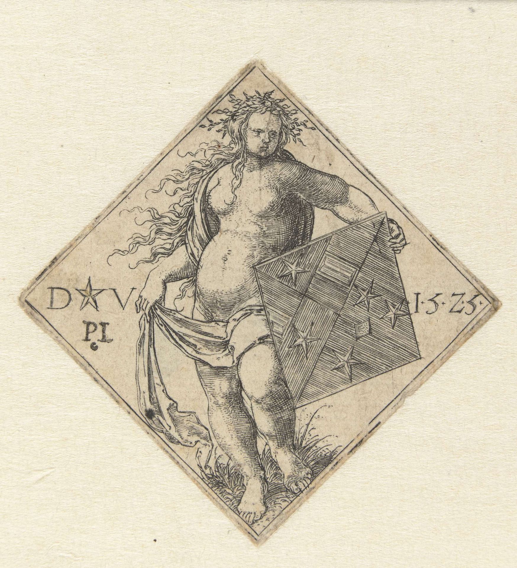 Naakte vrouw met wapenschild by Dirck Vellert