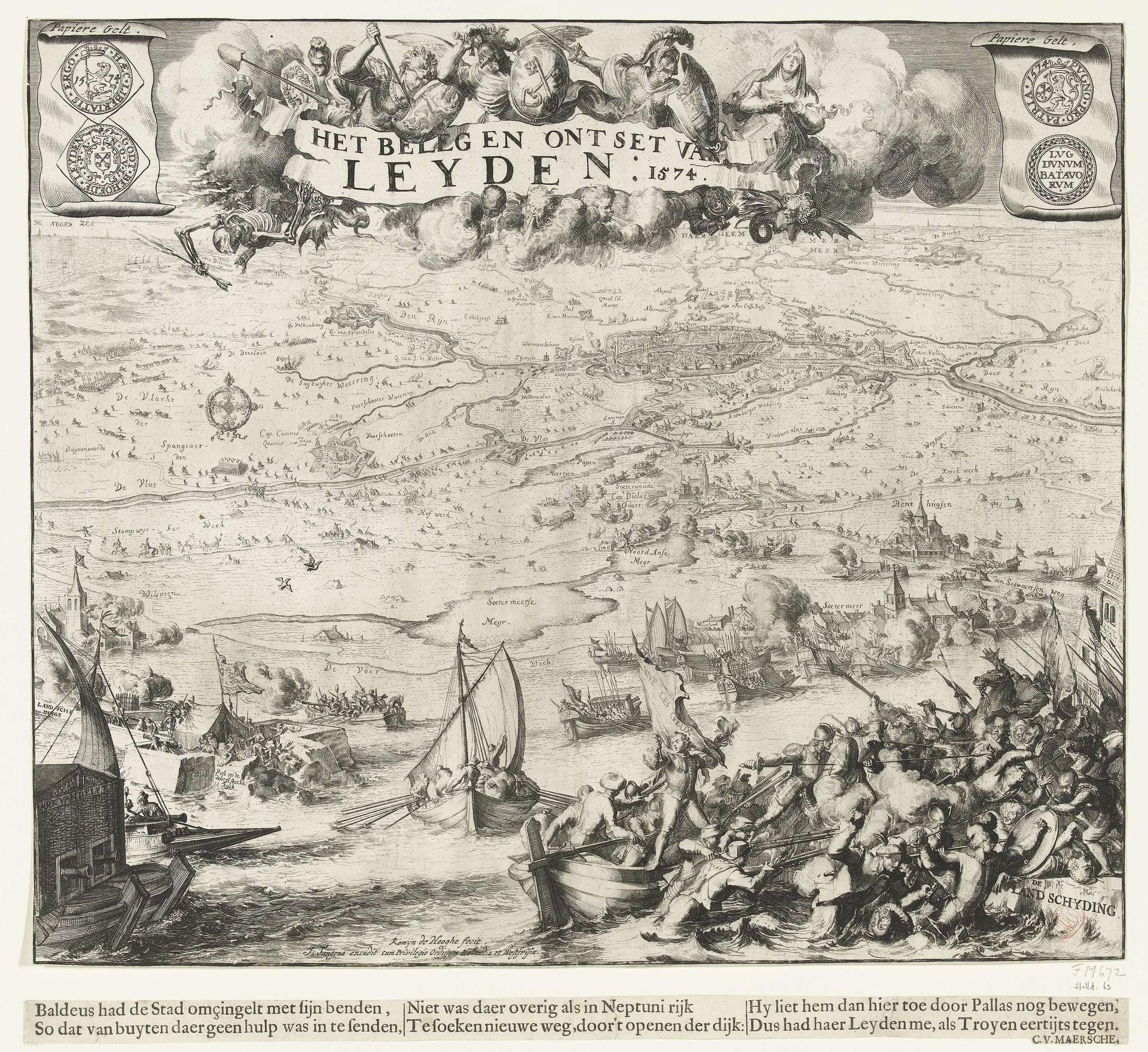 Beleg en ontzet van Leiden, 1574 by Romeyn de Hooghe