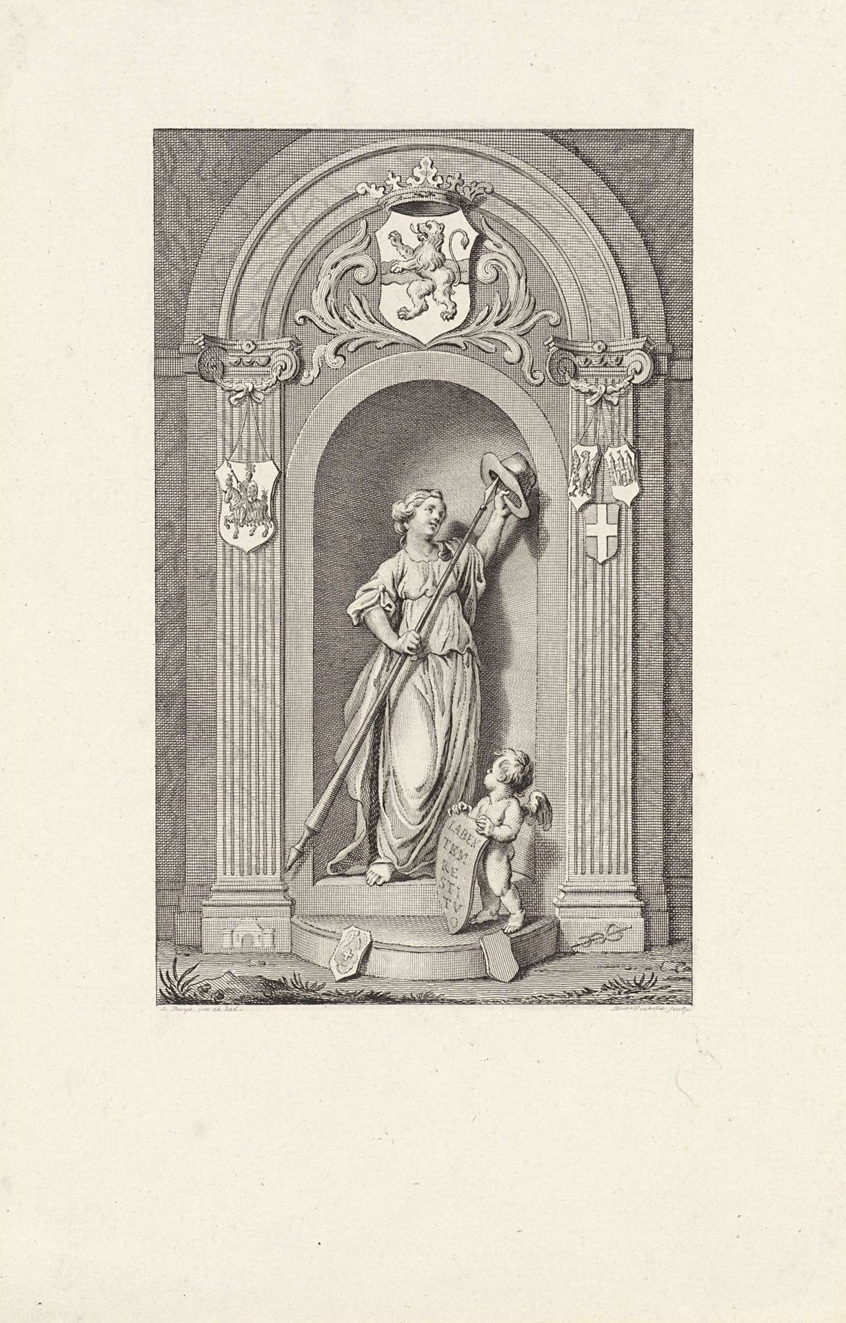 Allegorie met het wapen van Overijssel by Reinier Vinkeles