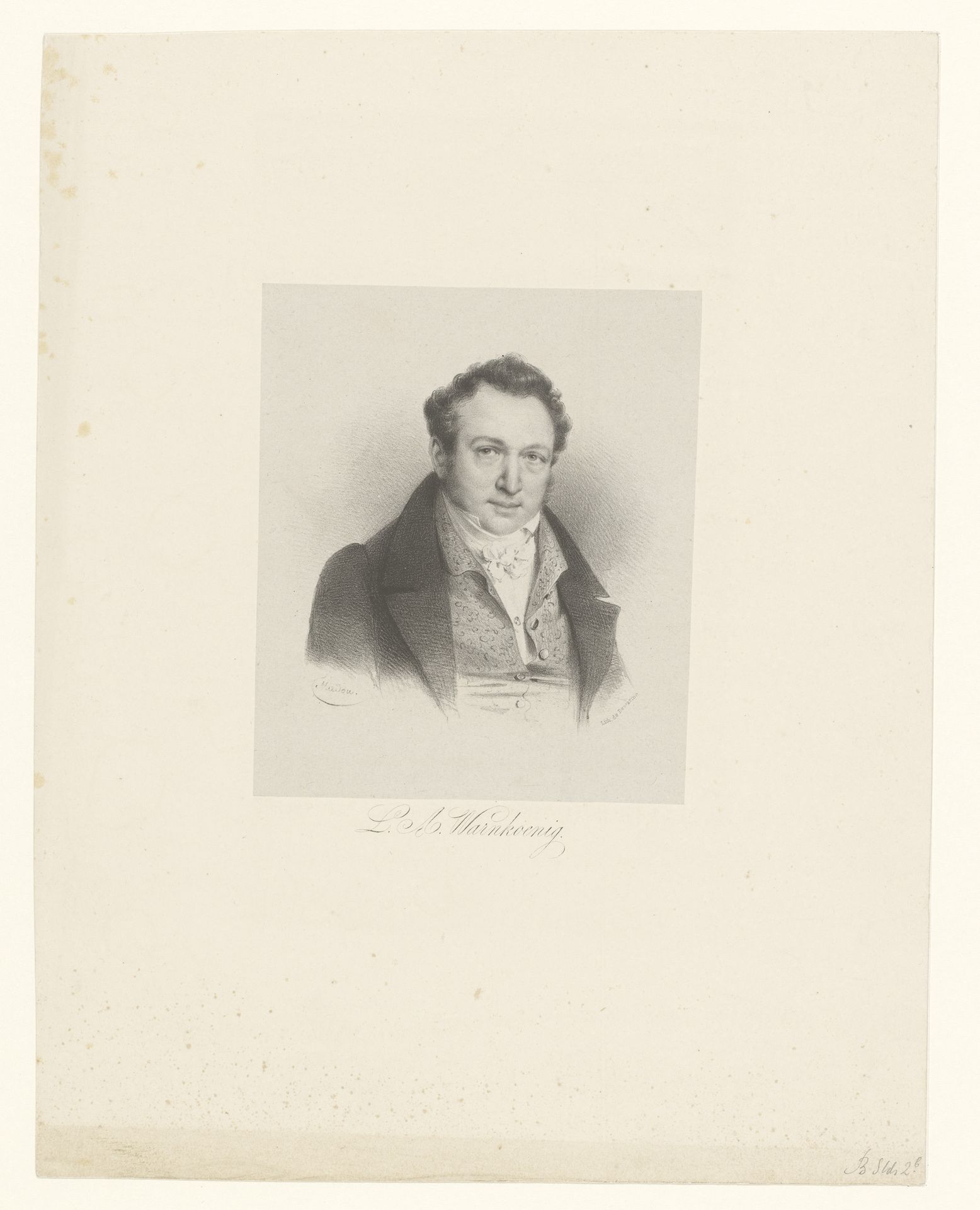 Portret van Leopold August Warnkönig by Jean-Baptiste Madou