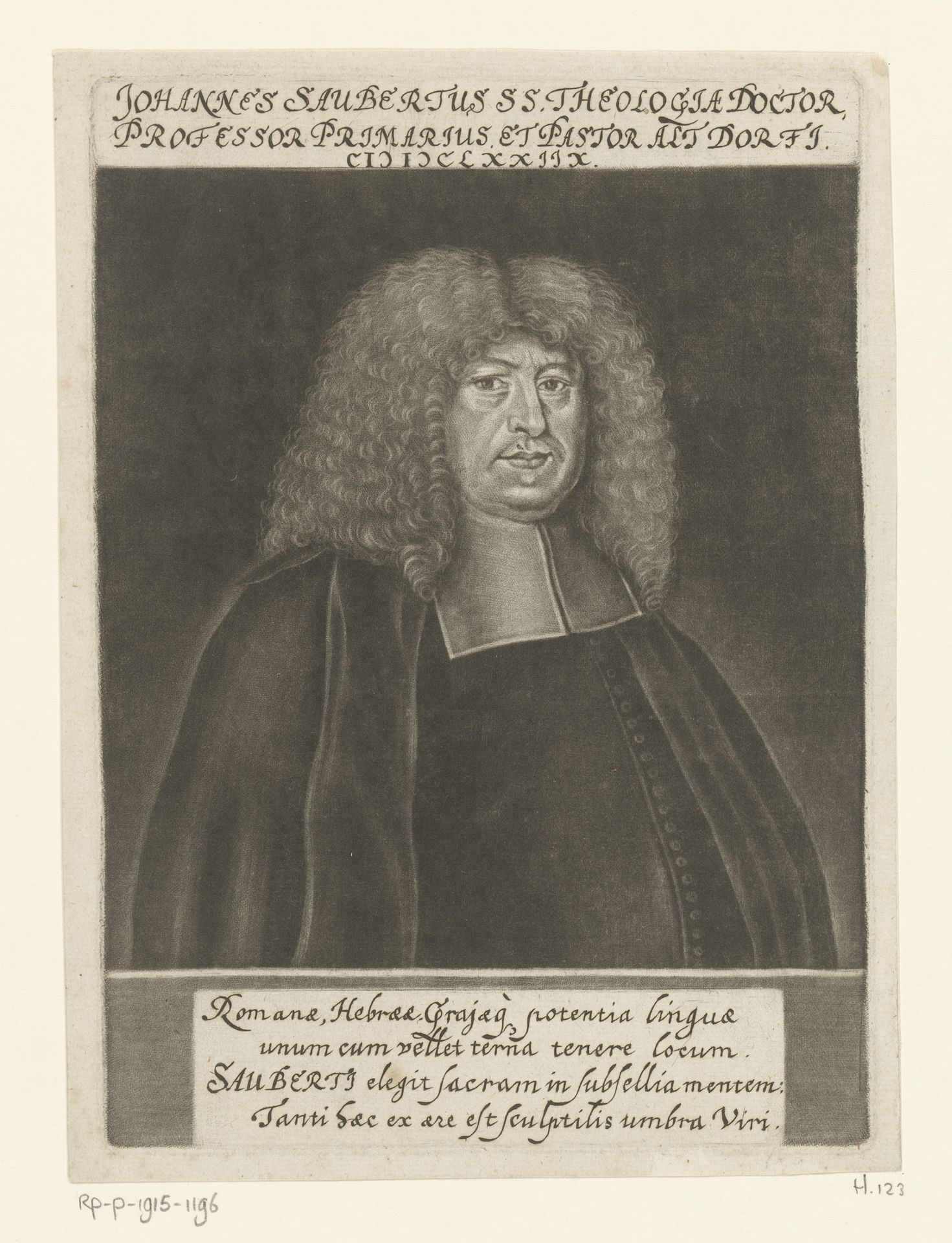 Portret van Johann Saubertus by Georg Fennitzer