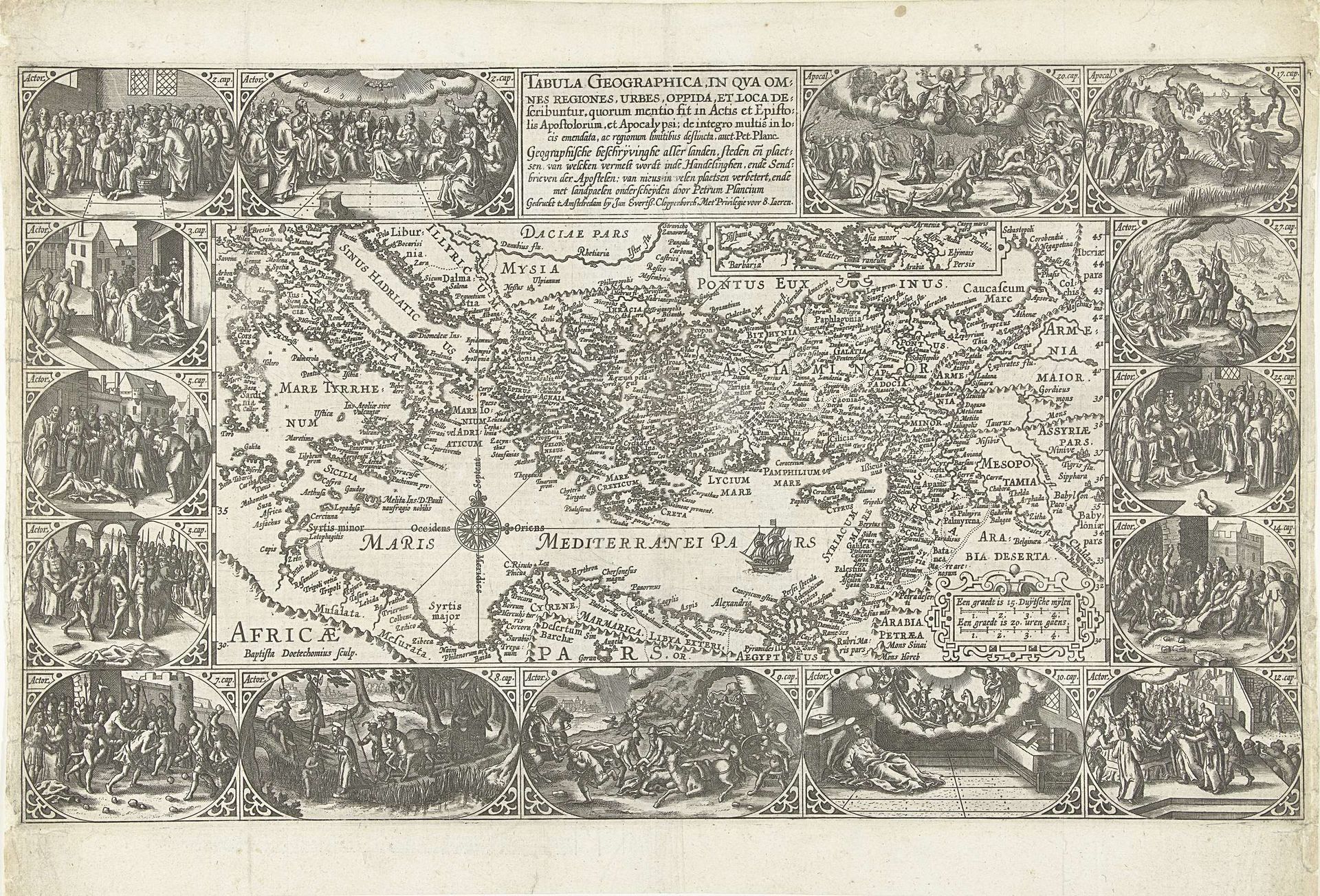 Kaart van de landen in het Noord-Oosten van de Middellandse Zee by Baptista van Doetechum