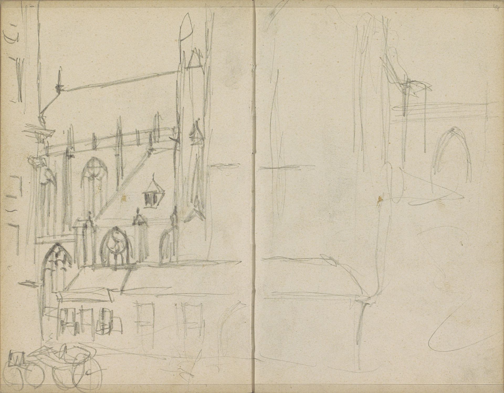 Gezicht op de Dam te Amsterdam met de Nieuwe Kerk by George Hendrik Breitner