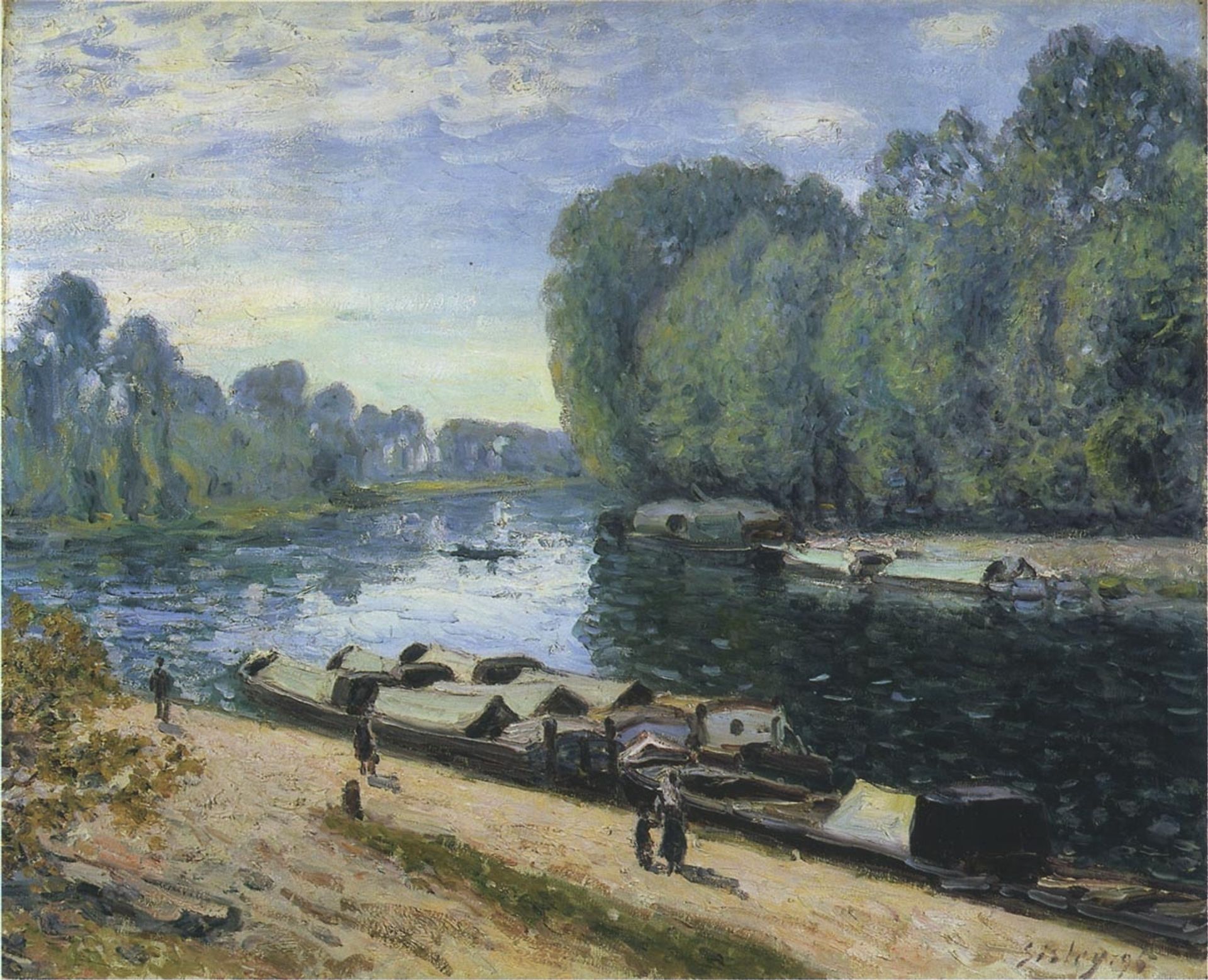 Boats on the Loing River by Alfred Sisley