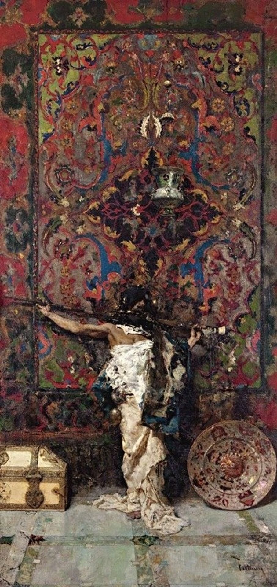 Arabe Delante De Un Tapiz by Mariano Fortuny Marsal