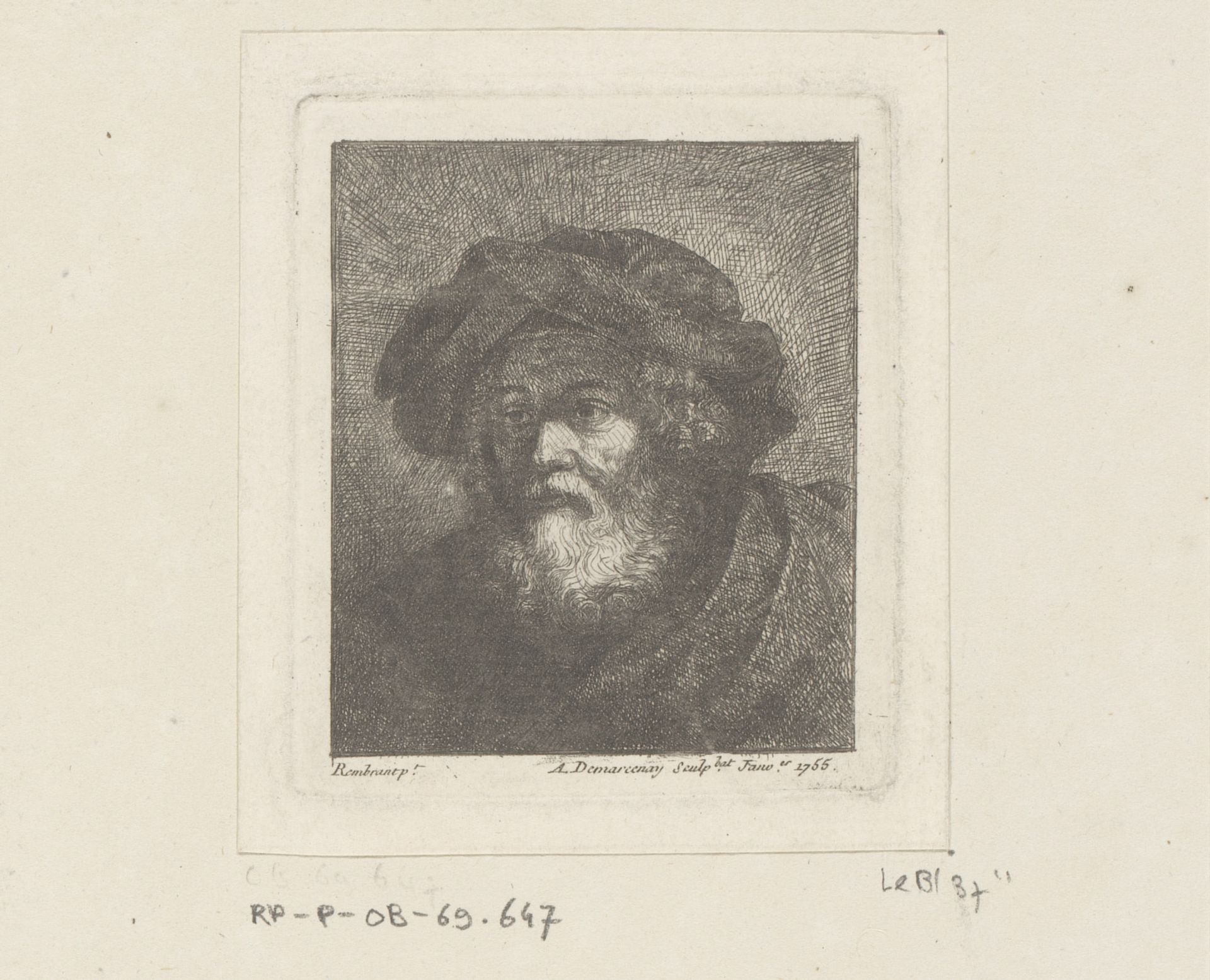 Portret van een oude man met baard en muts by Antoine de Marcenay de Ghuy