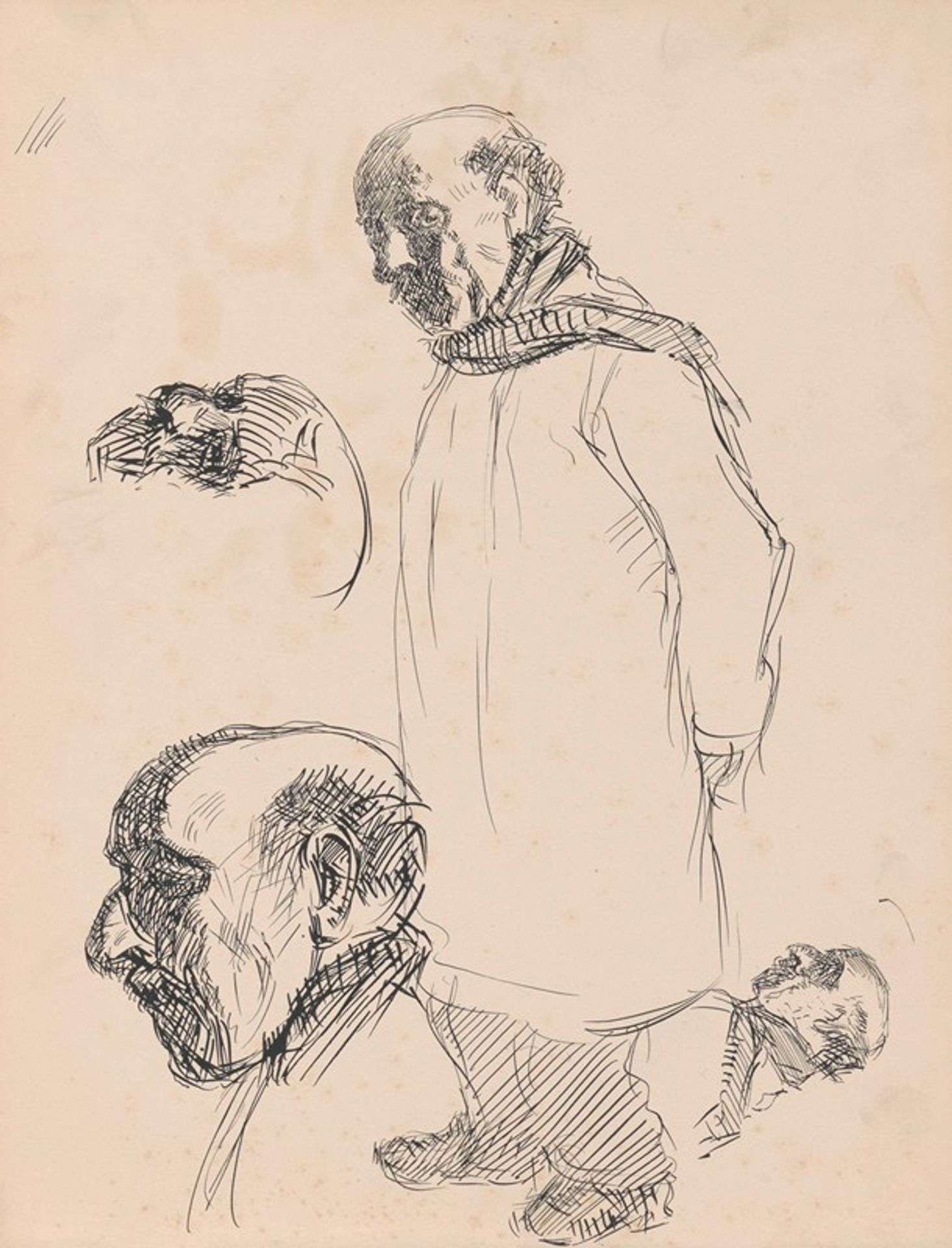 Standing Man and Two Heads by Jules Schmalzigaug