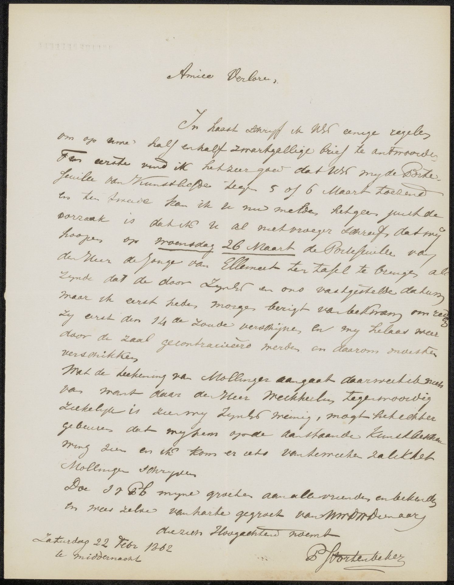 Brief aan Pieter Verloren van Themaat by Pieter Stortenbeker