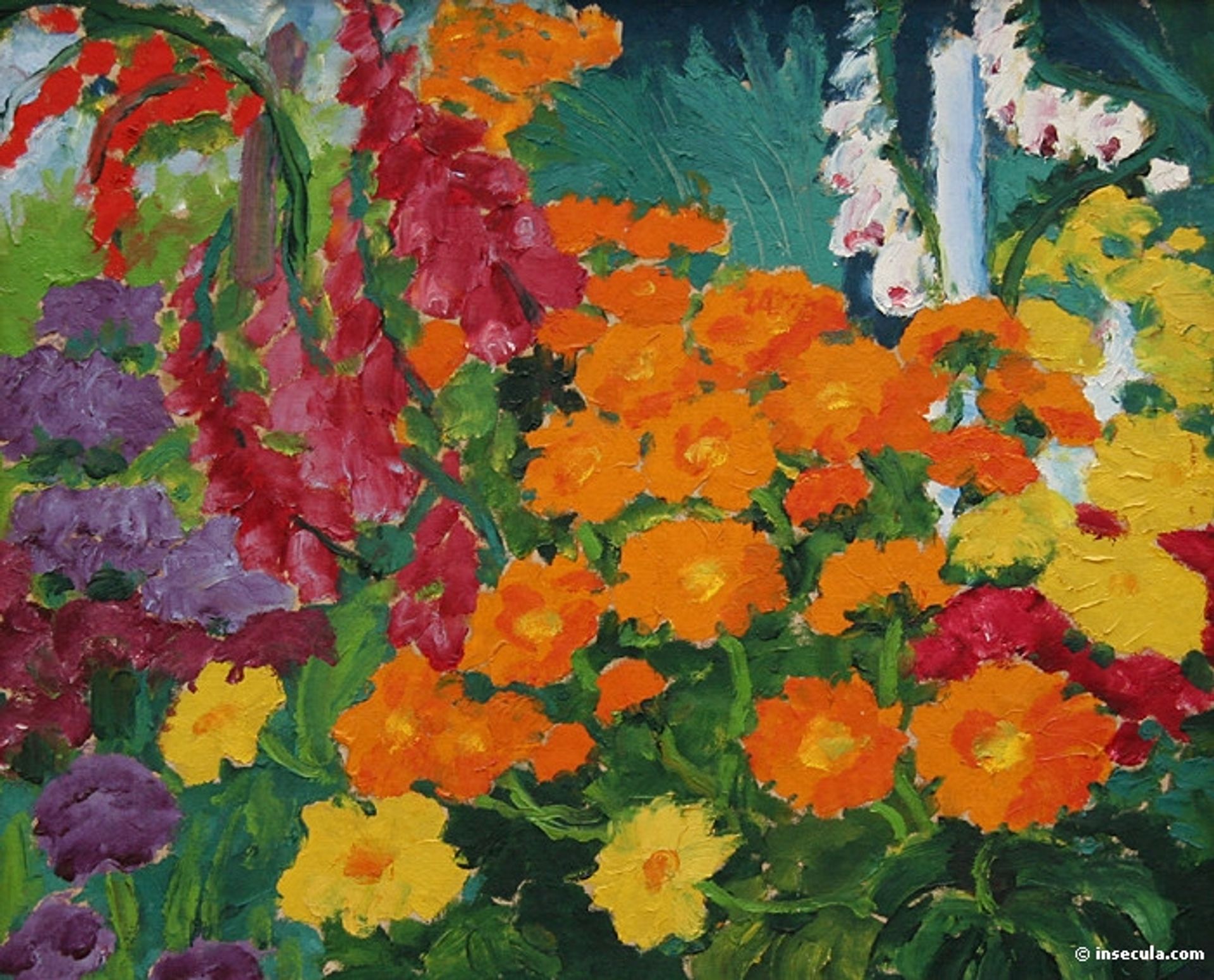Flower garden (marigolds) by Emil Nolde