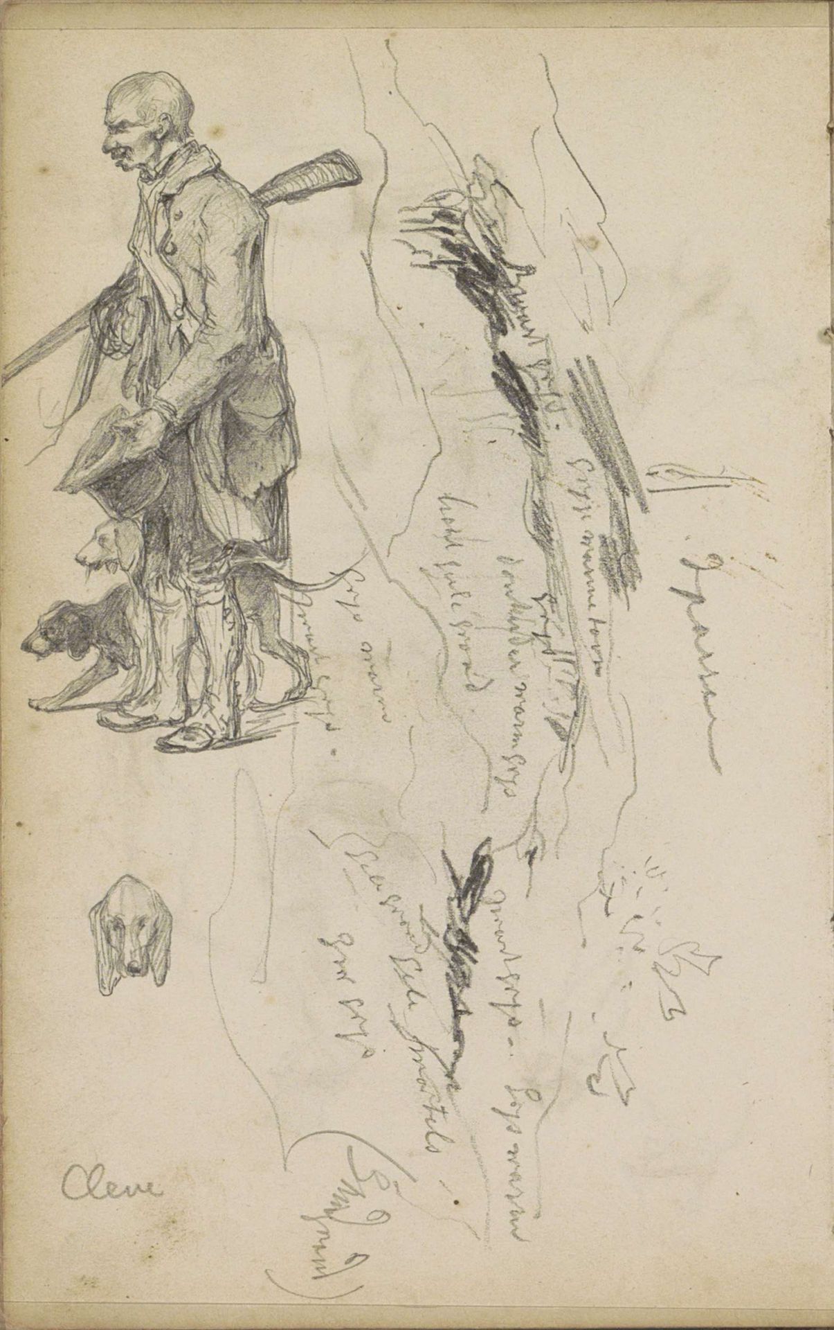 Jager met honden en een landschap by Johannes Tavenraat