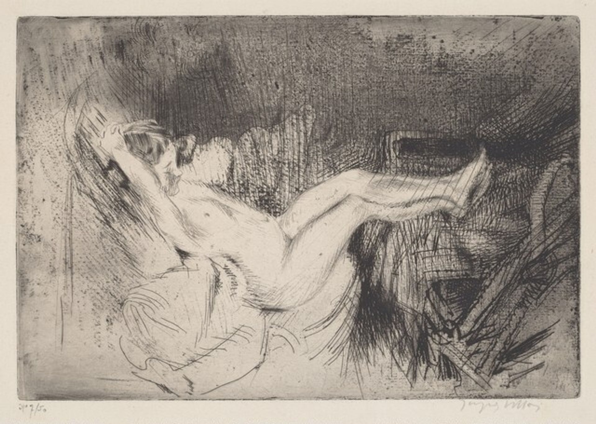 Minne Reclining in a Rocking Chair by Jacques Villon