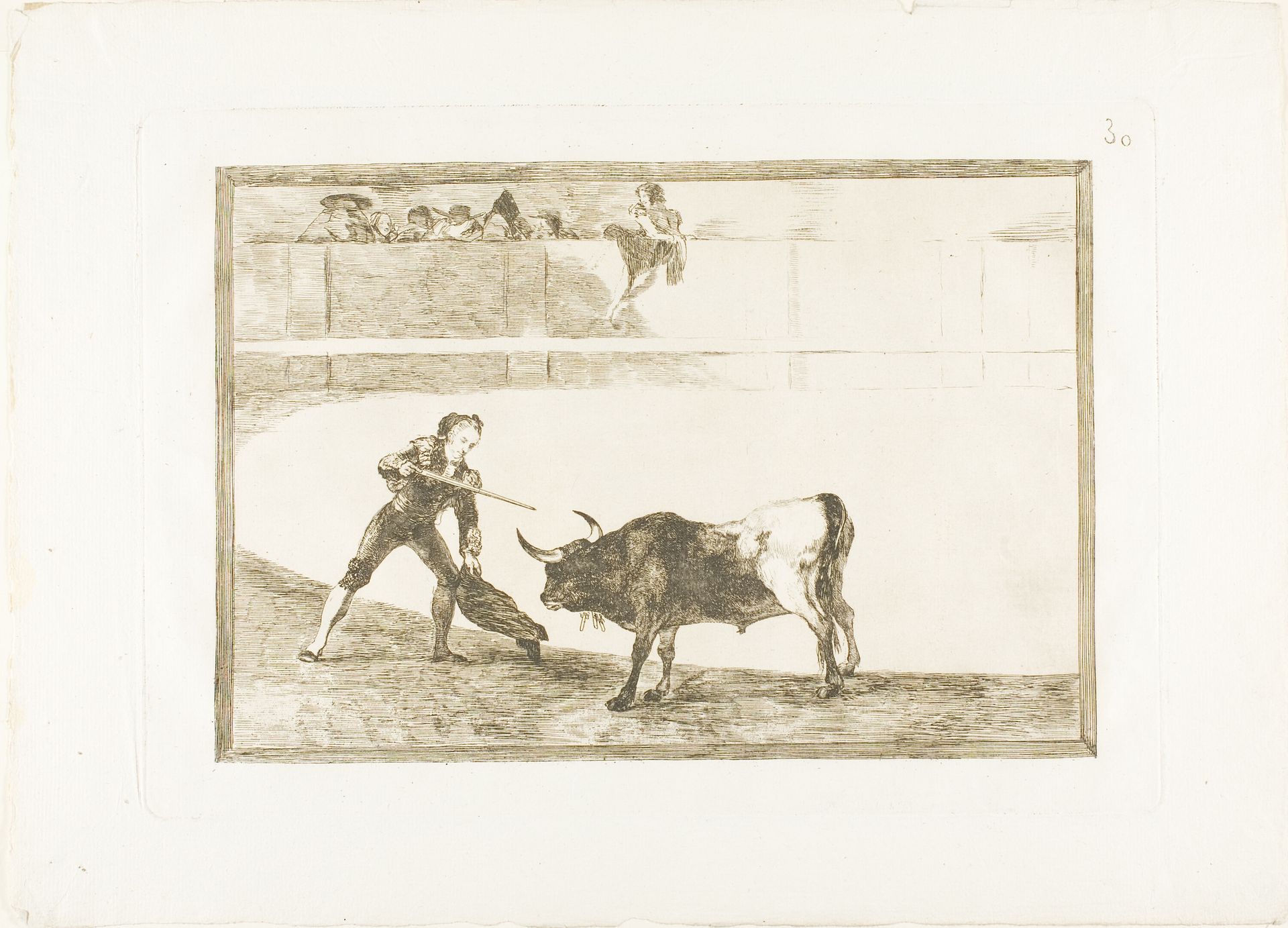 Pedro Romero killing the halted bull, plate 30 from The Art of Bullfighting by Francisco de Goya