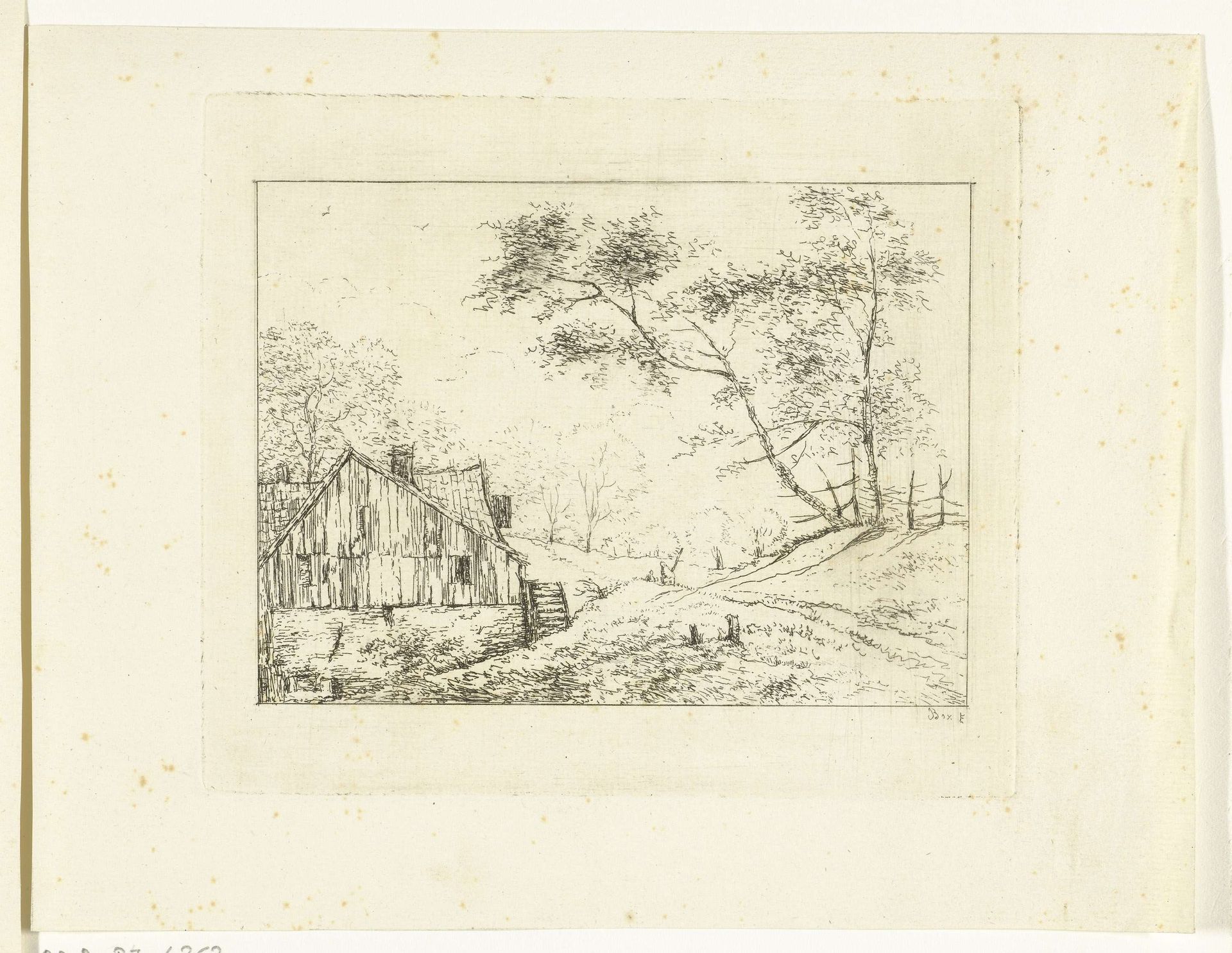 Watermolen, rechts twee berken by Hans Willem Box