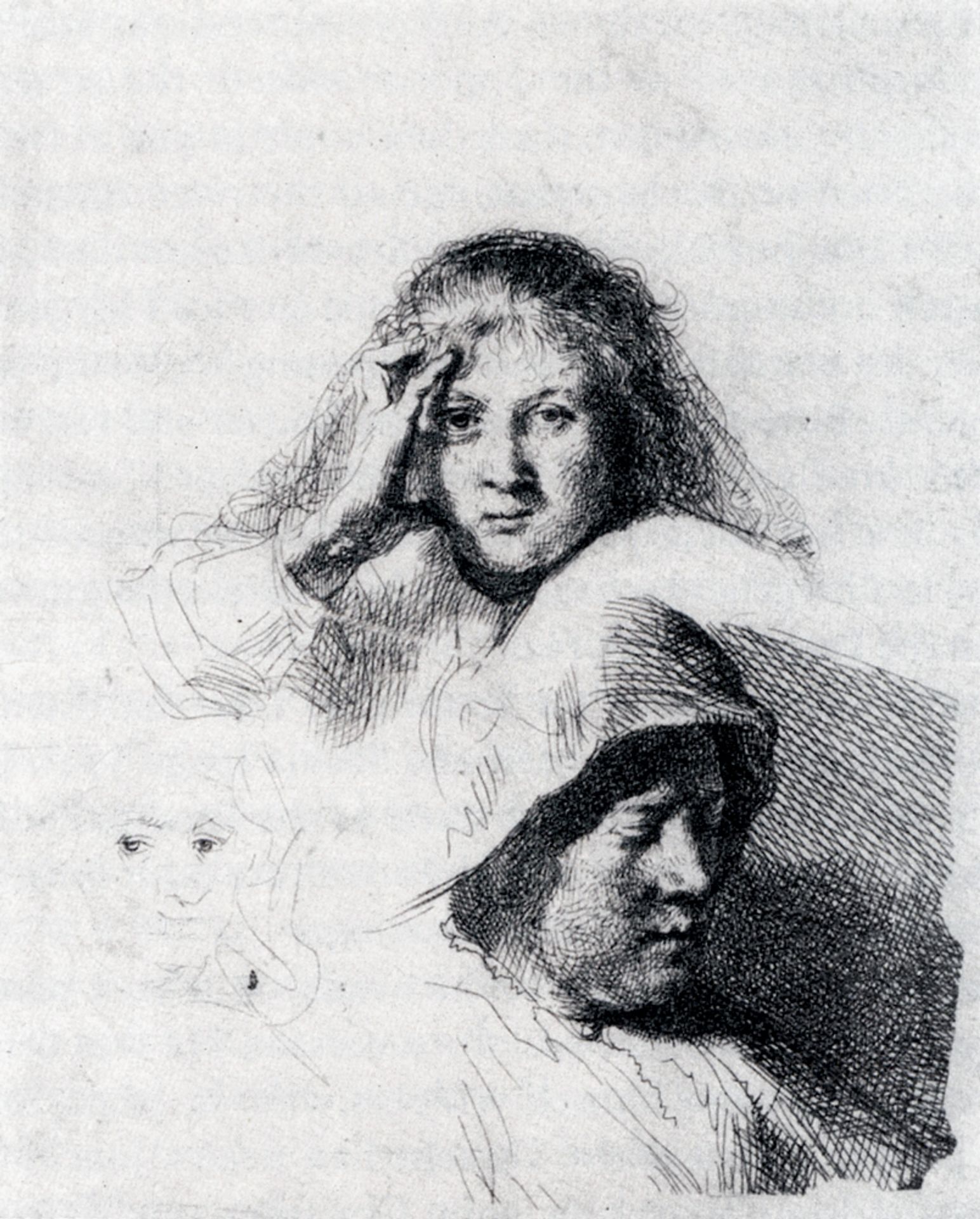 Sheet Of Sketches With A Portrait Of Saskia by Rembrandt van Rijn