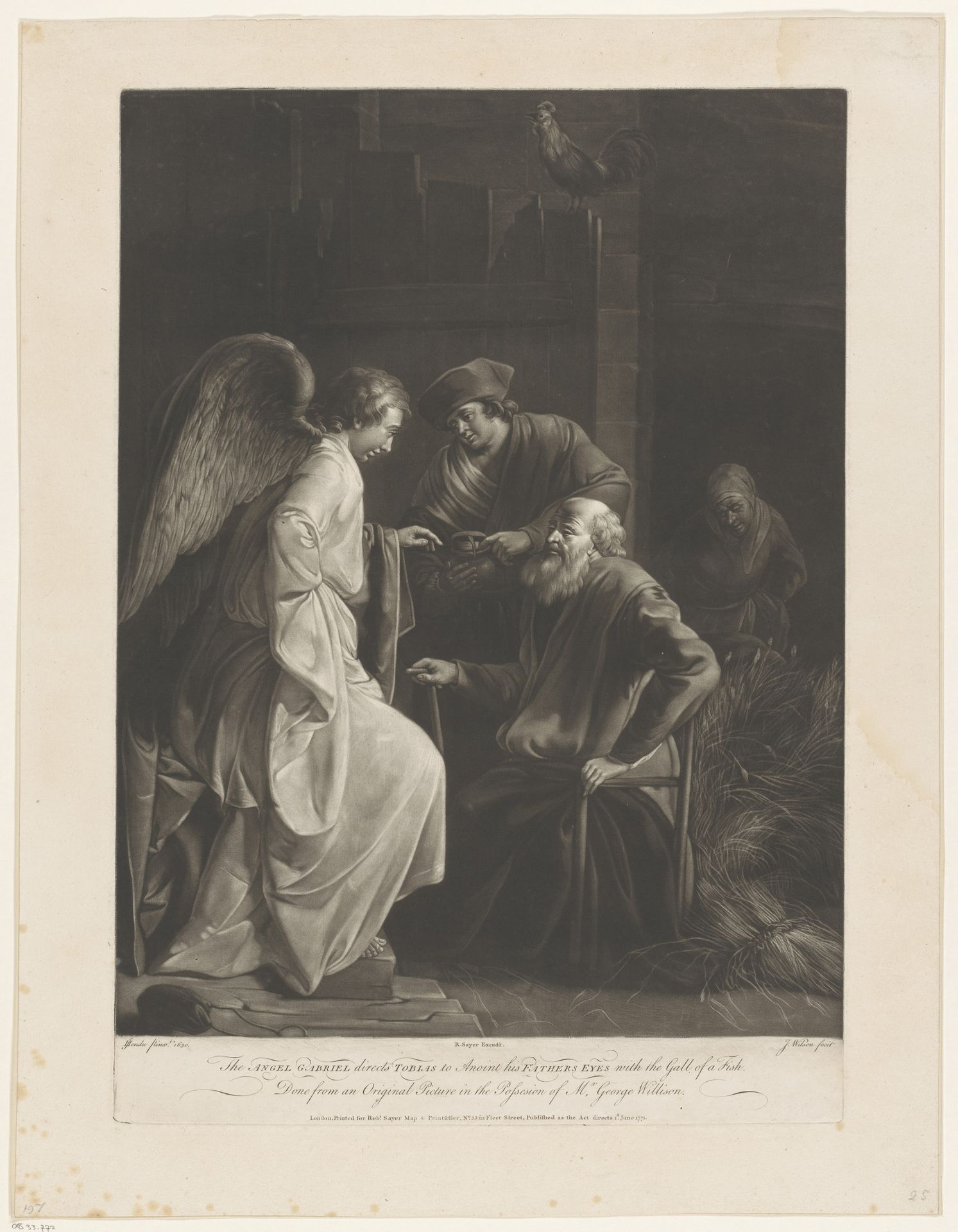 Tobias zalft de ogen van zijn vader met gal van de vis by James Wilson