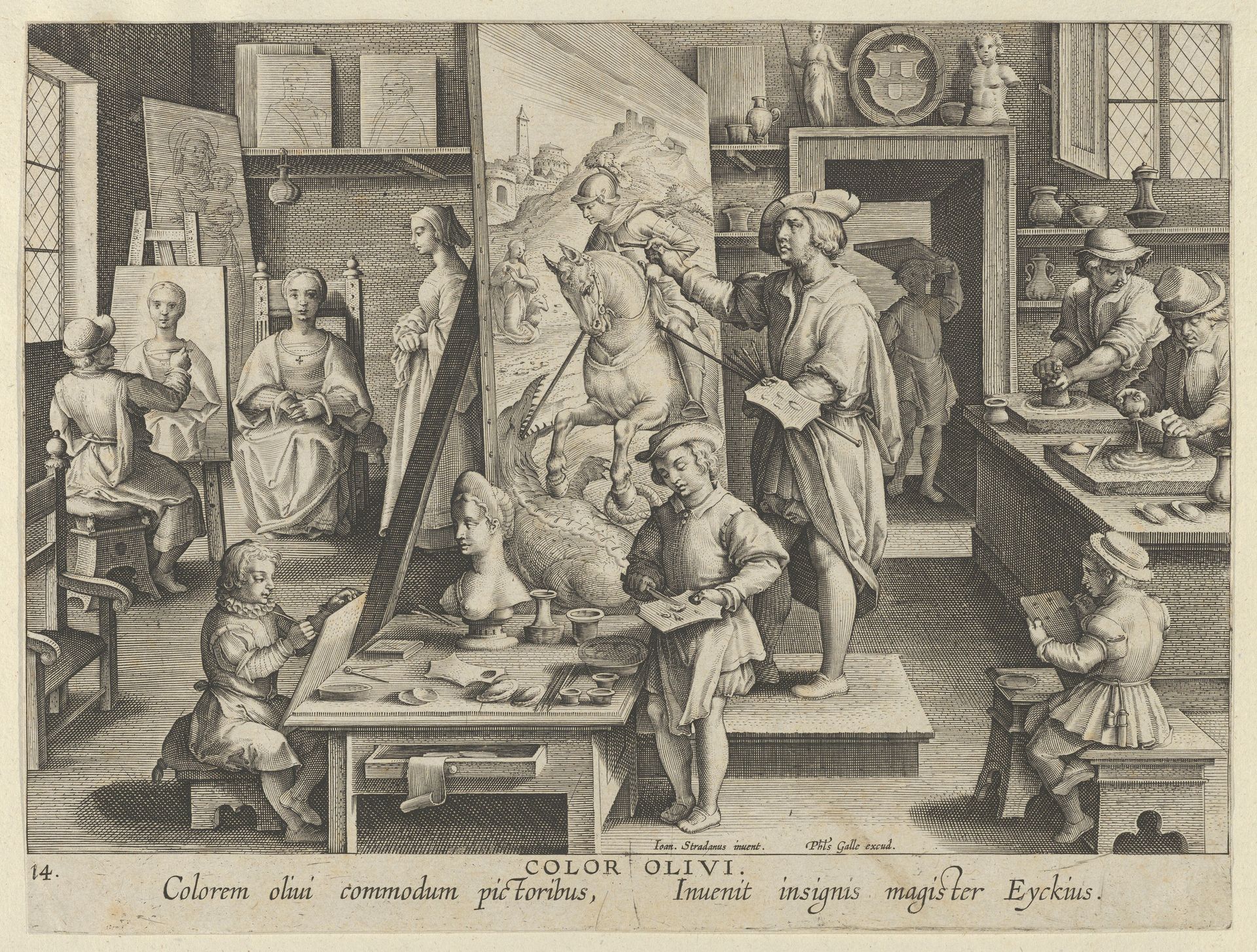 New Inventions of Modern Times [Nova Reperta], The Invention of Oil Painting, plate 14 by Jan Collaert I