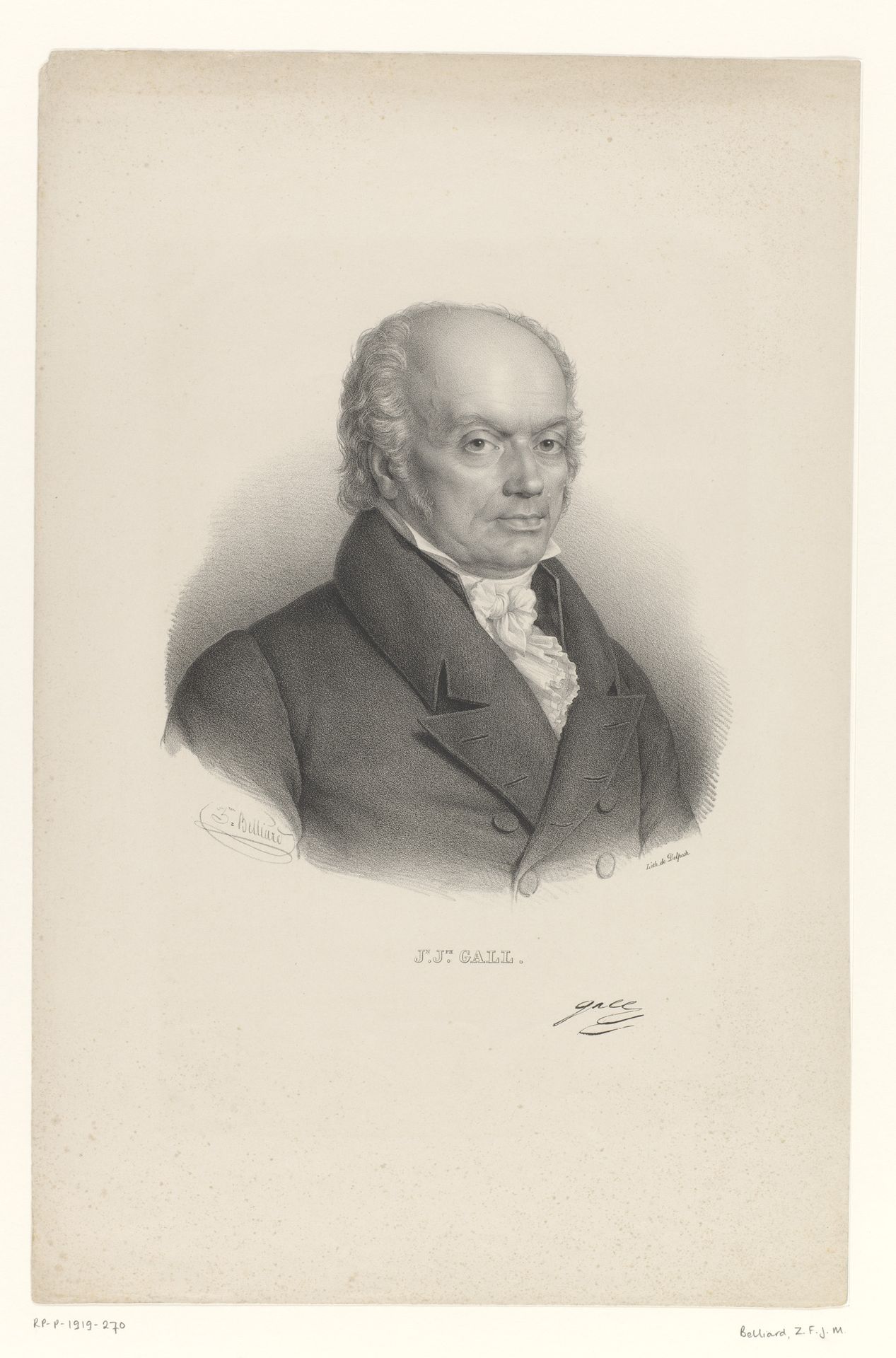 Portret van de hersenonderzoeker en arts Franz Joseph Gall by Zéphirin Belliard