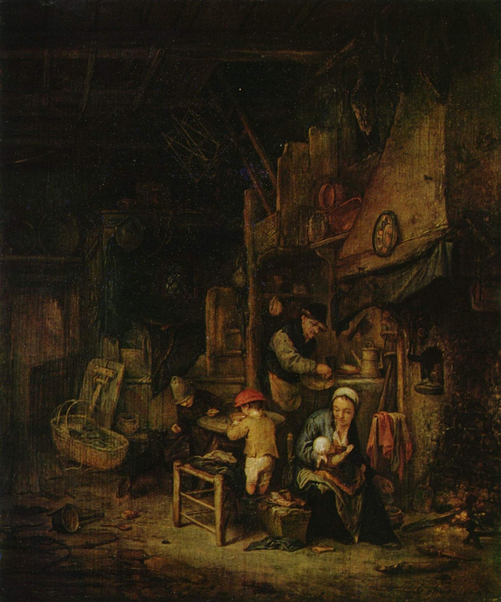 Interior with a Peasant Family by Adriaen van Ostade