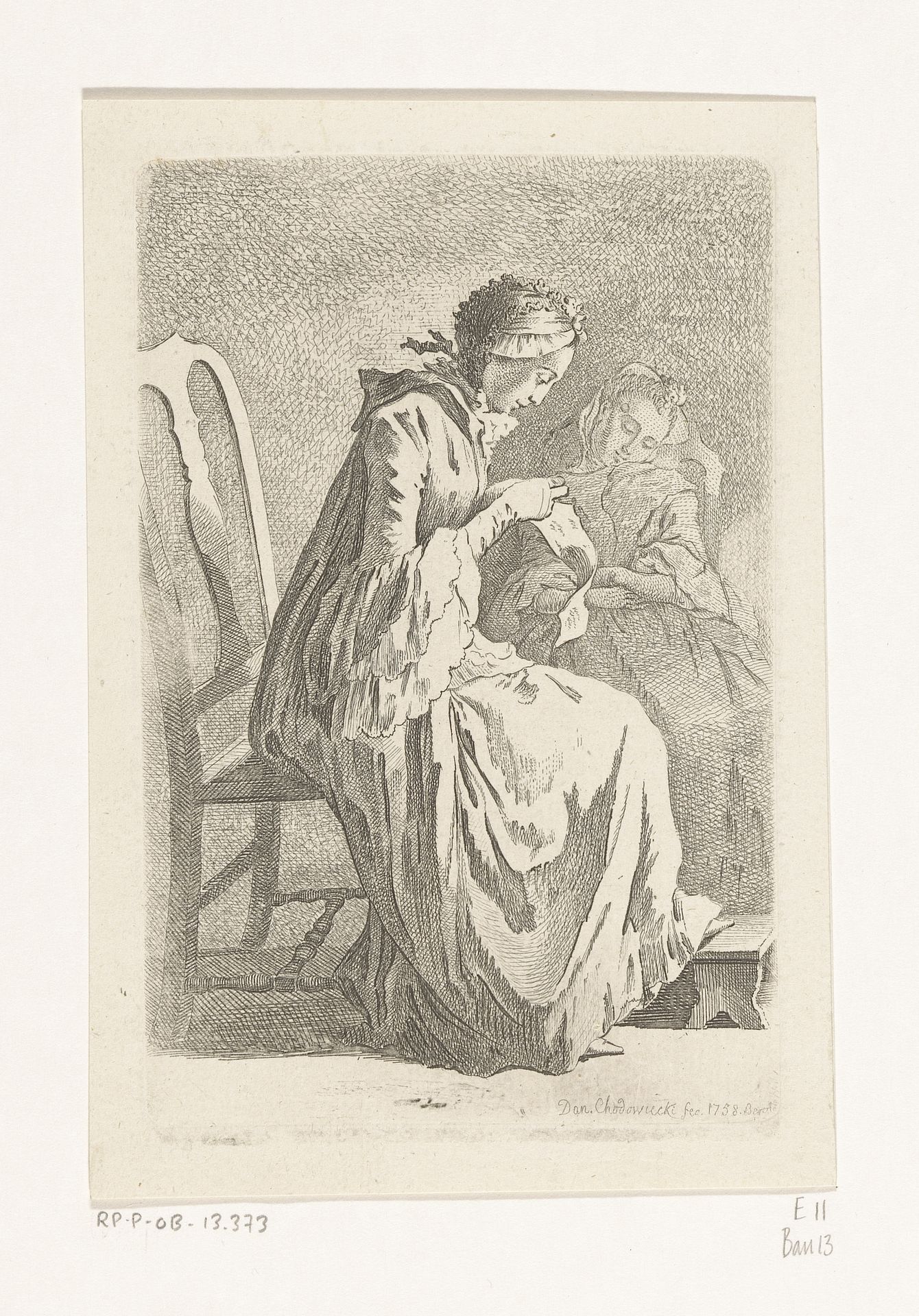 Twee zittende dames by Daniel Nikolaus Chodowiecki