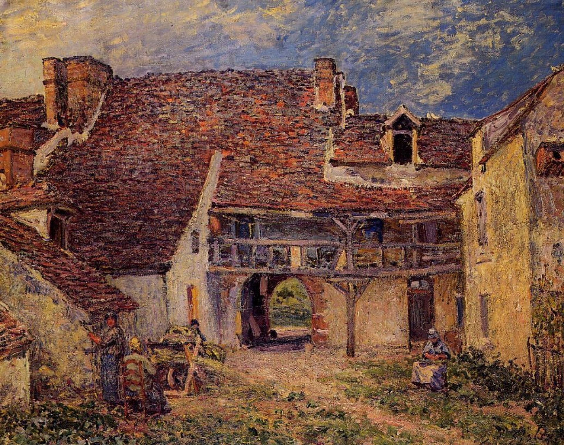 Courtyard of a Farm at Saint Mammes by Alfred Sisley