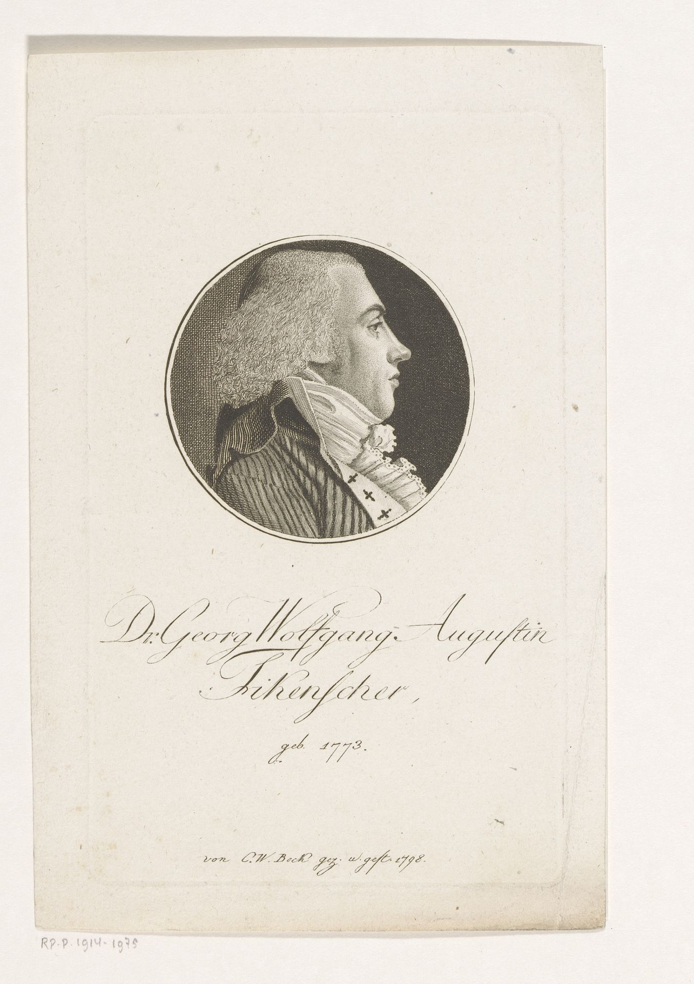 Portret van Georg Wolfgang Augustin Fikenscher by Christoph-Wilhelm Bock