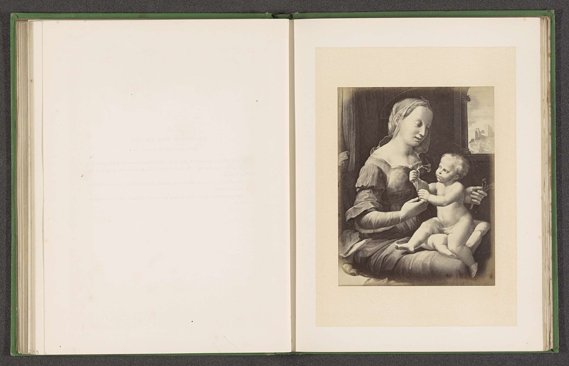 Fotoreproductie van een prent door Auguste Lehmann van de Madonna met de anjer door Rafaël by Joseph Cundall