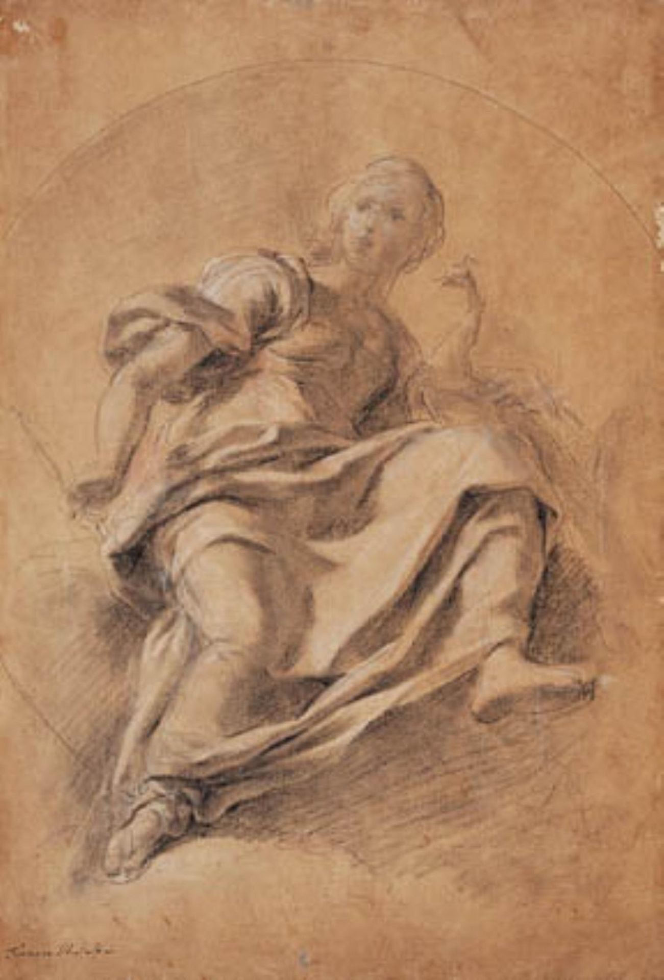 Juno sitting in clouds, study for a tondo by Tommaso Gherardini