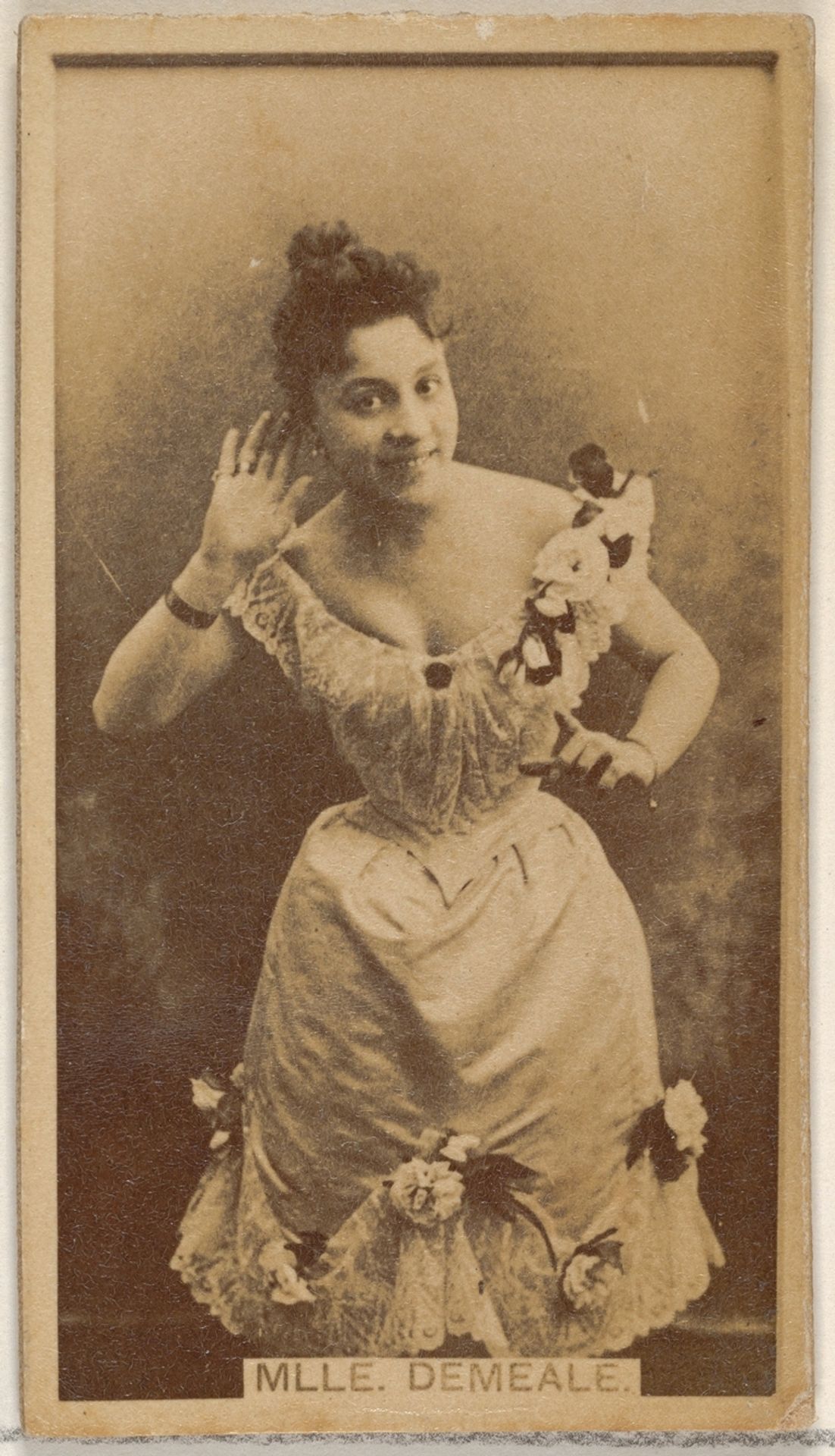 Mlle. Demeale, from the Actors and Actresses series (N45, Type 8) for Virginia Brights Cigarettes by Allen & Ginter
