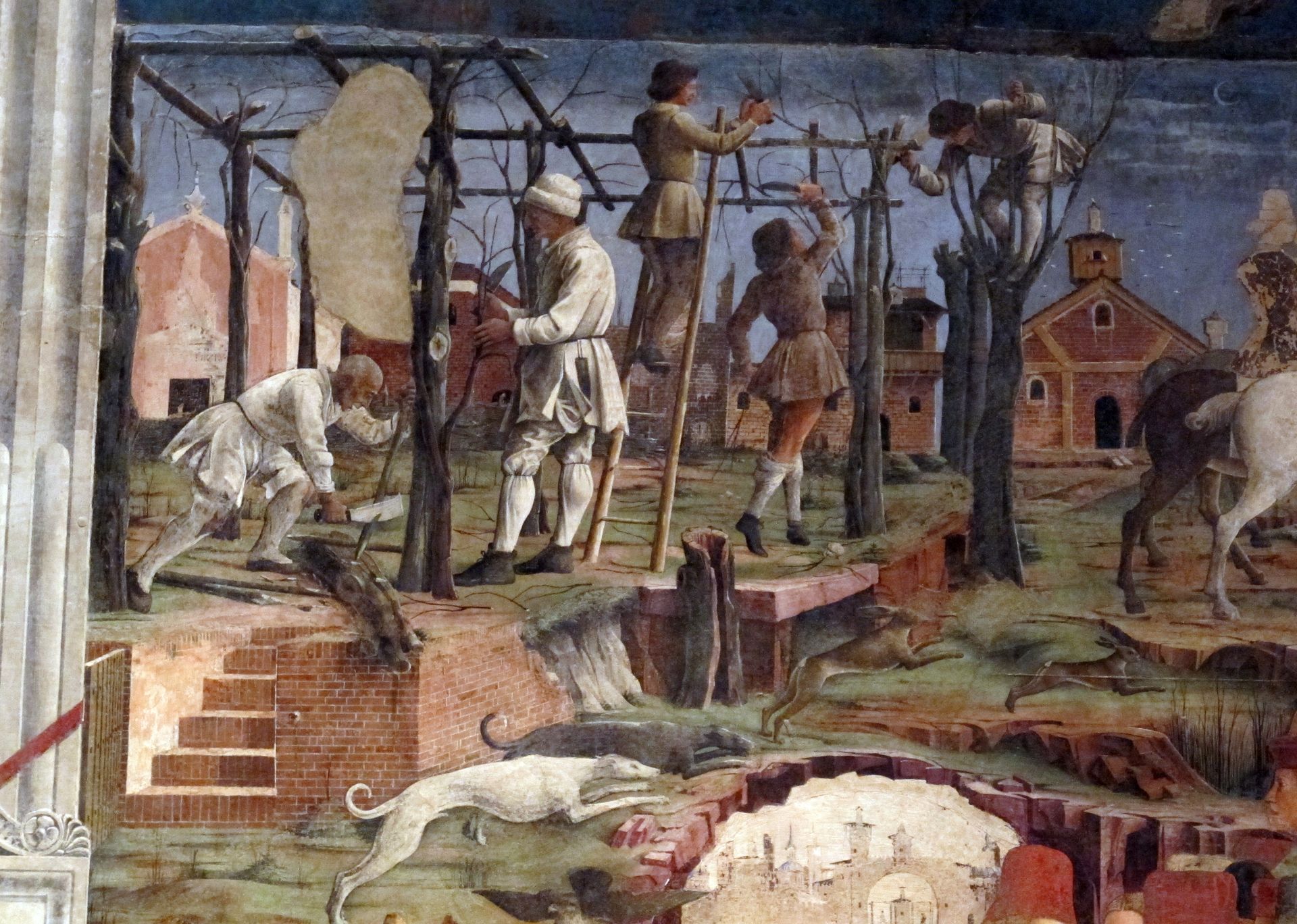 Allegory of March – Triumph of Minerva and Sign of Aries. Frescos in Palazzo Schifanoia (detail) by Francesco del Cossa