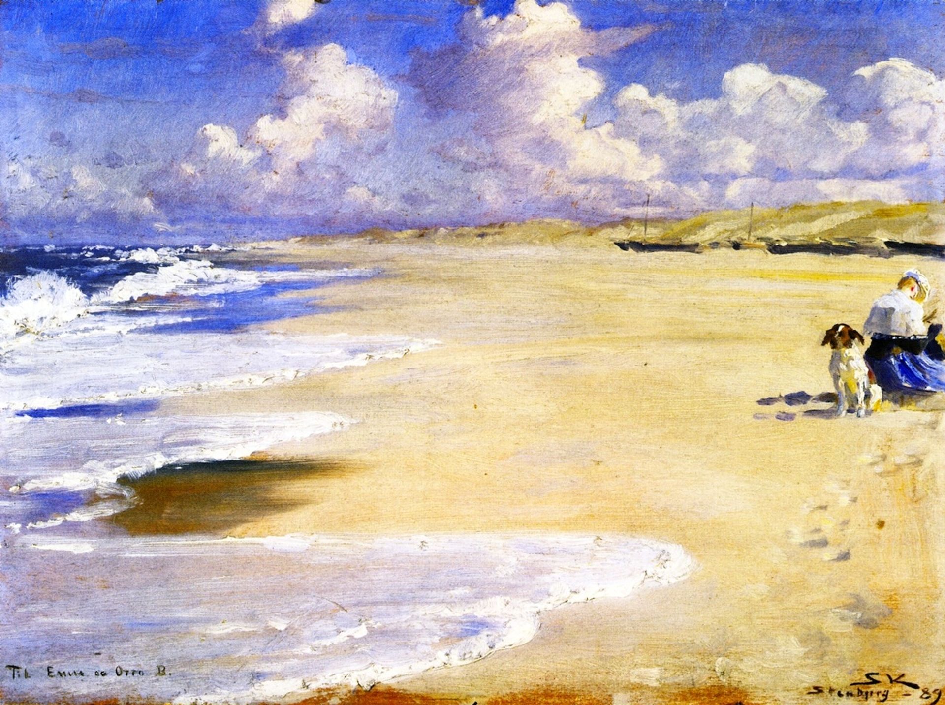 Marie Krøyer Painting on the Beach at Stenbjerg by Peder Severin Krøyer