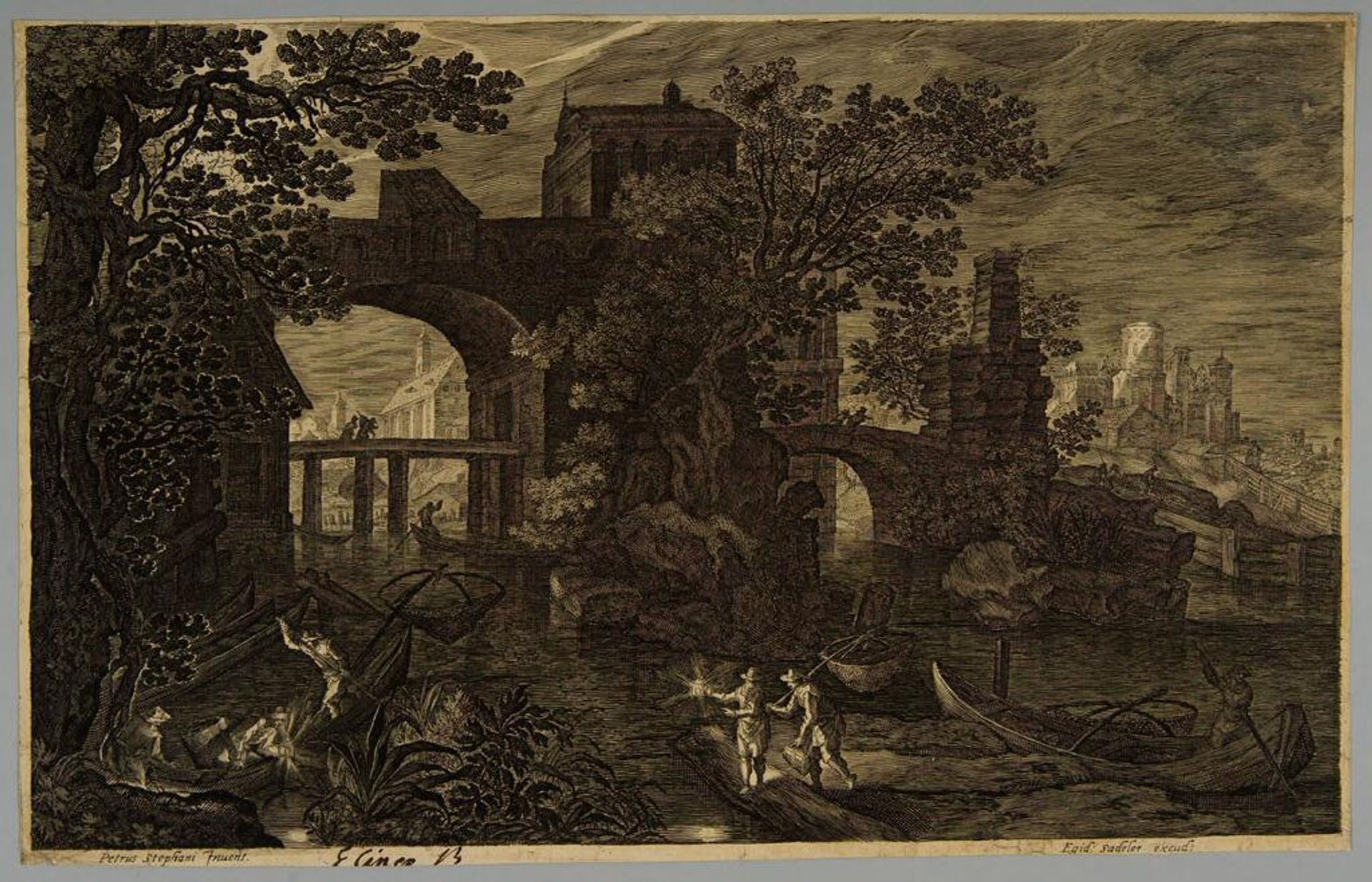 Night View on a River with Fishermen by Aegidius Sadeler II
