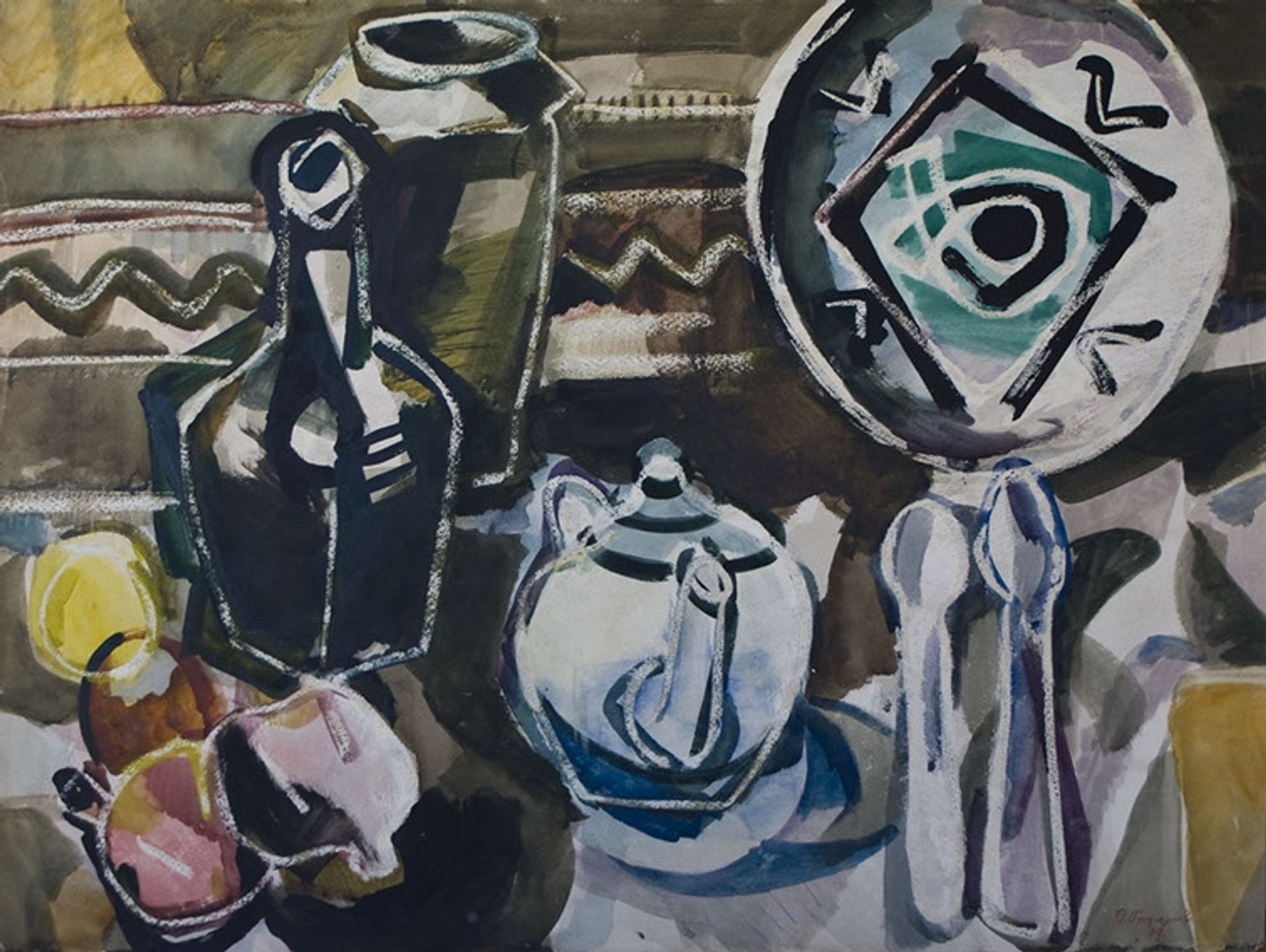 Still Life with Ceramics ` by Petros Malayan