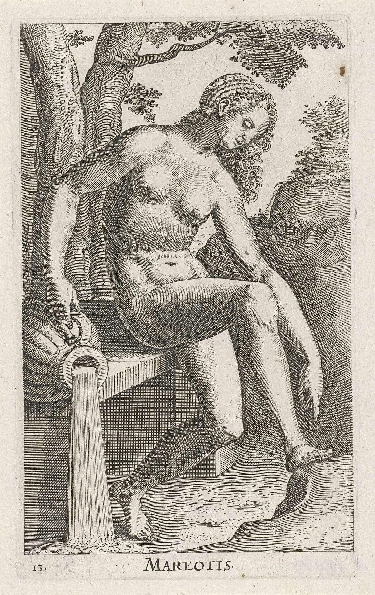 Waternimf Mareotis by Philips Galle