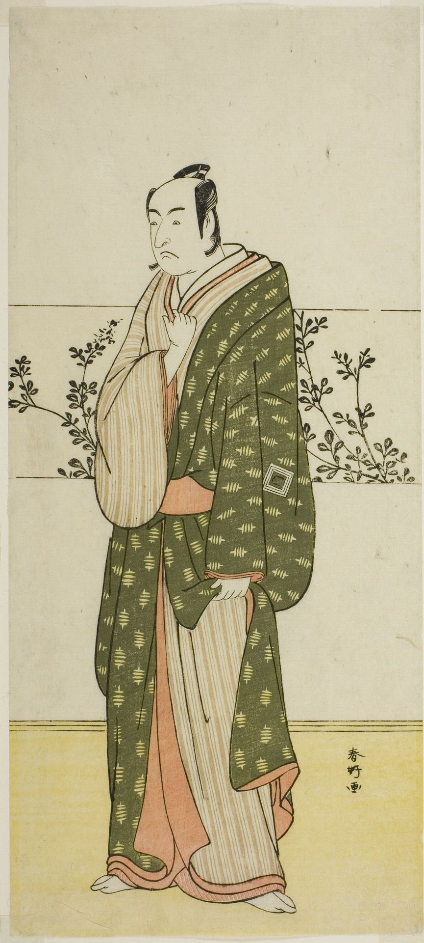 The Actor Ichikawa Monnosuke II, Possibly as Matsuya Soshichi, in the Play Chiyo no Hajime Ondo no Seto (Beginnings of Eternity: The Ondo Straits in the Seto Inland Sea) (?), Performed at the Kiri Theater from the Twenty-seventh Day of the Seventh Month, 1785 by Katsukawa Shunkō