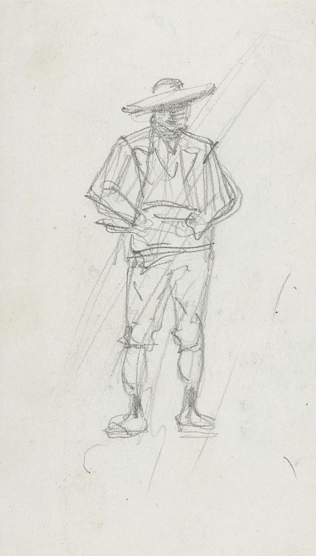 Schets van een staande man met hoed by Maxime Lalanne