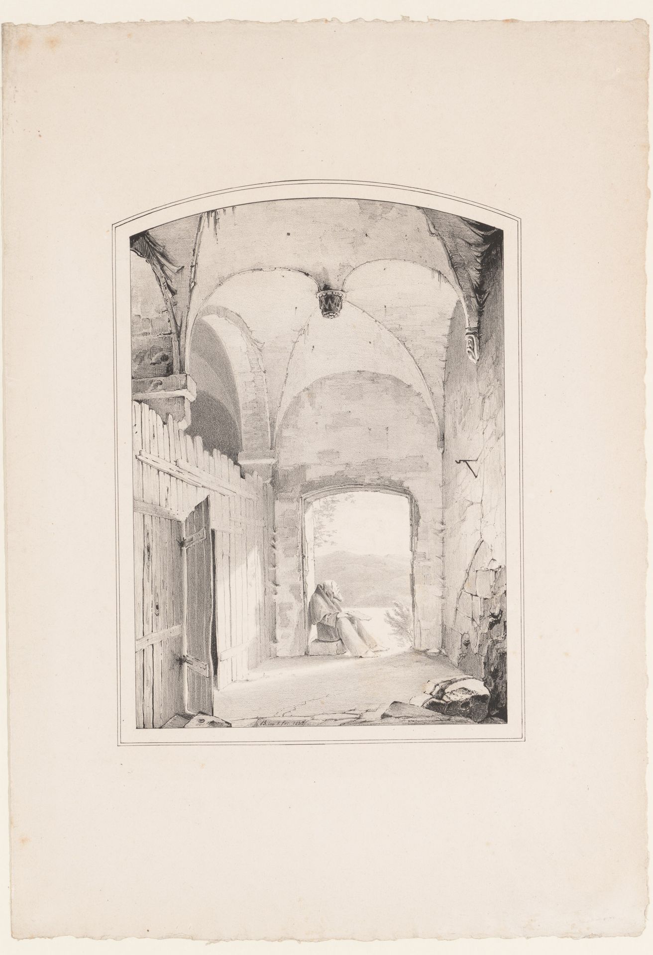 Pilgrim at the Gate (Einsiedler an der Pforte) by Karl Blechen