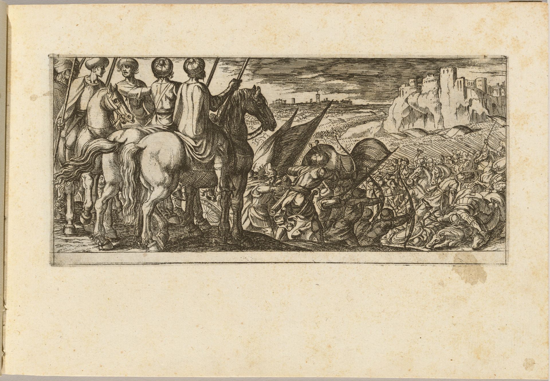 Battle Scene with Cavalry Observing from a Hill by Antonio Tempesta