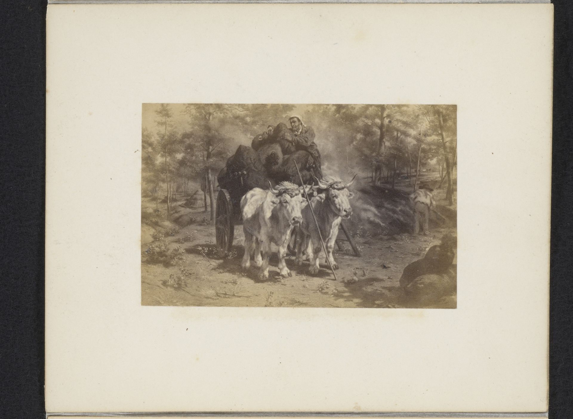 Fotoreproductie van een schilderij van Rosa Bonheur van een ossenwagen by Anonymous